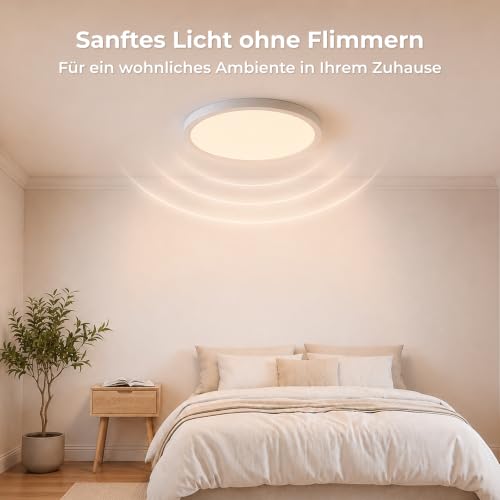 Detalle 2 de LQWELL LED Deckenleuchte Ultra Dünn Weiß 30 cm, 23 W, 6000 K