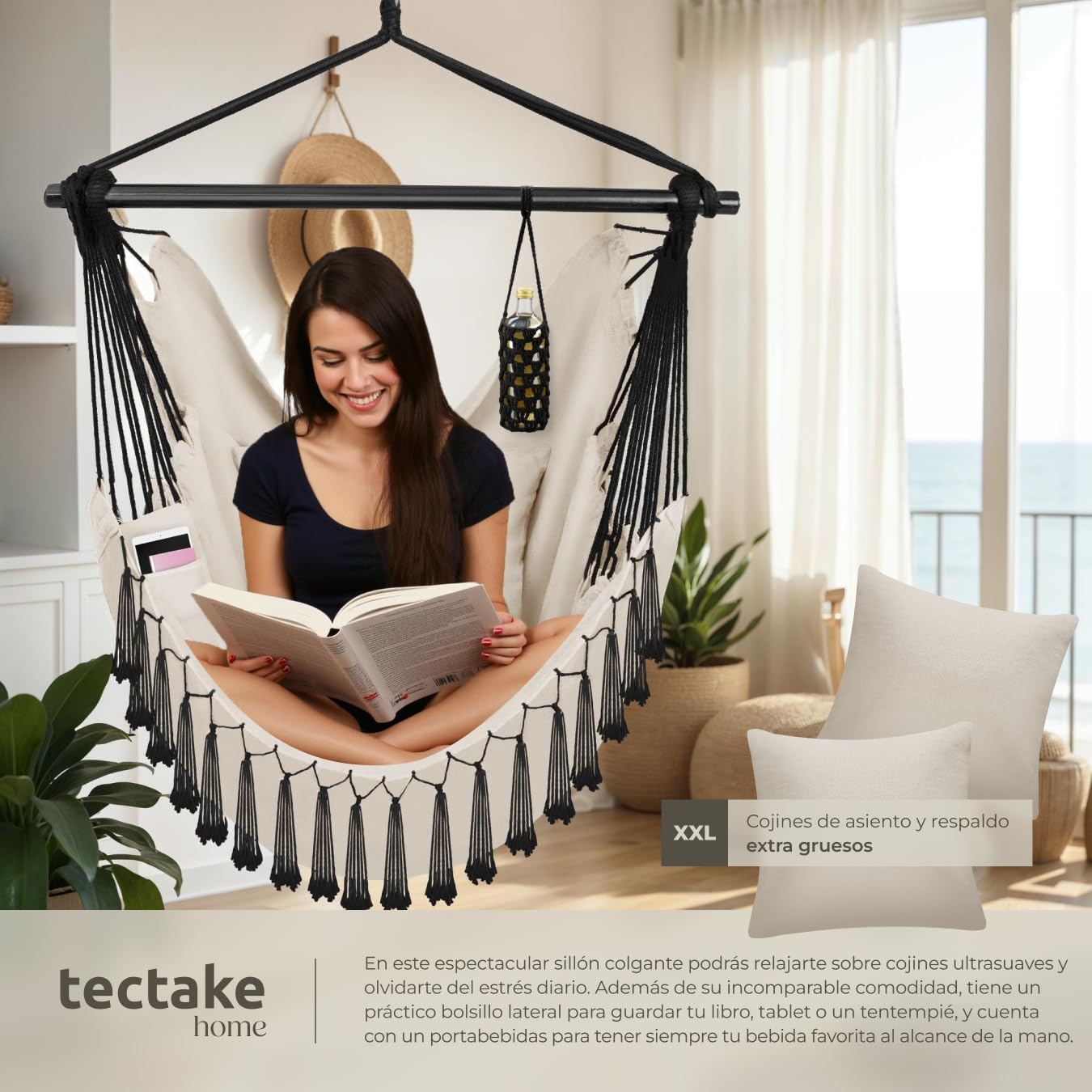 Detalle 2 de tectake® Silla Colgante Bohemia 150 kg