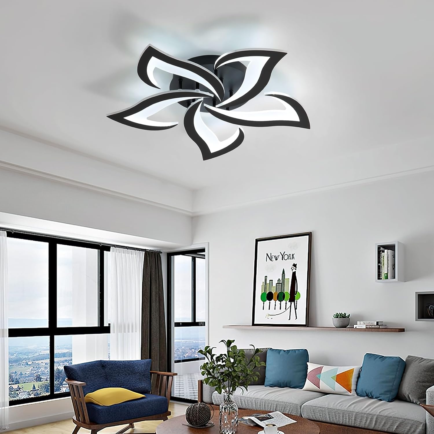 Thumbnail 1 de Comely Deckenlampe Led – Dimmbar, 40 W, 4200 lm, Farbtemperatur 3000–6500 K, Fernbedienung/APP, Schwarz