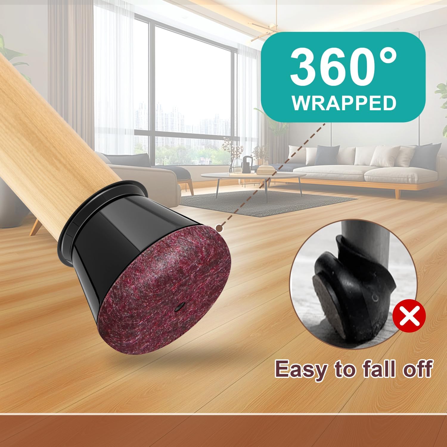 Detalle 2 de 32 Gommini per Sedie Rotonde in Feltro con Silicone, Protezioni per Piedi Sedie con Diametro 14–20 mm