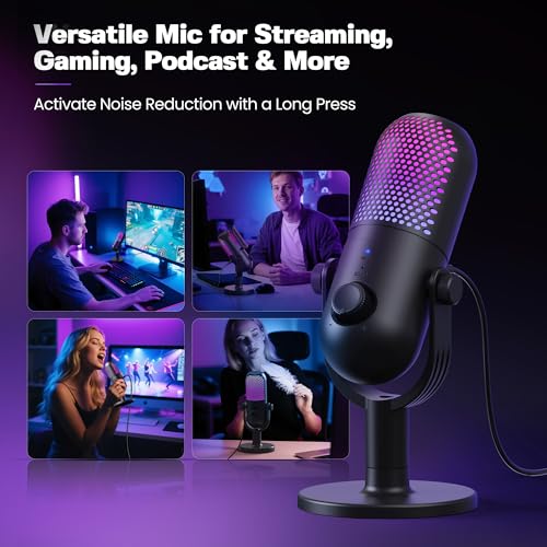 Thumbnail 6 de GUEVWES USB Condenser Microphone for PC Gaming – RGB with Stand