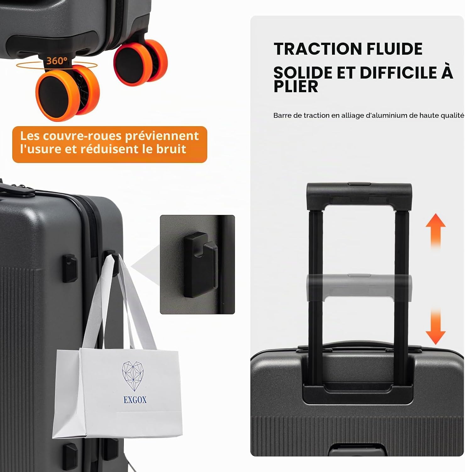 Detalle de HUIDA TECH Valise de cabine légère 20 pouces avec compartiment pour ordinateur, serrure TSA et chargement USB