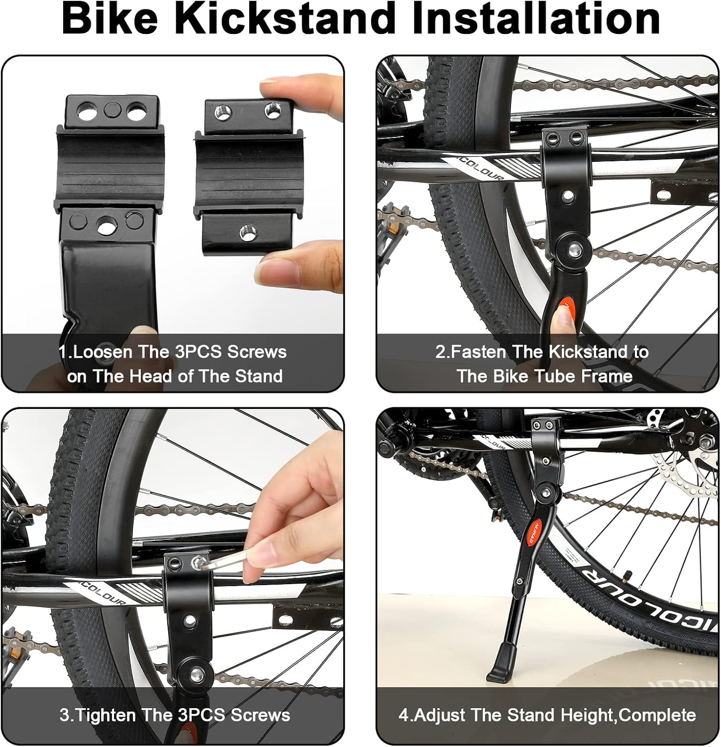 Detalle de NUWAB Premium Bike Kickstand: Aluminium Alloy Adjustable Rear Stand for 24–28 Inch Bikes