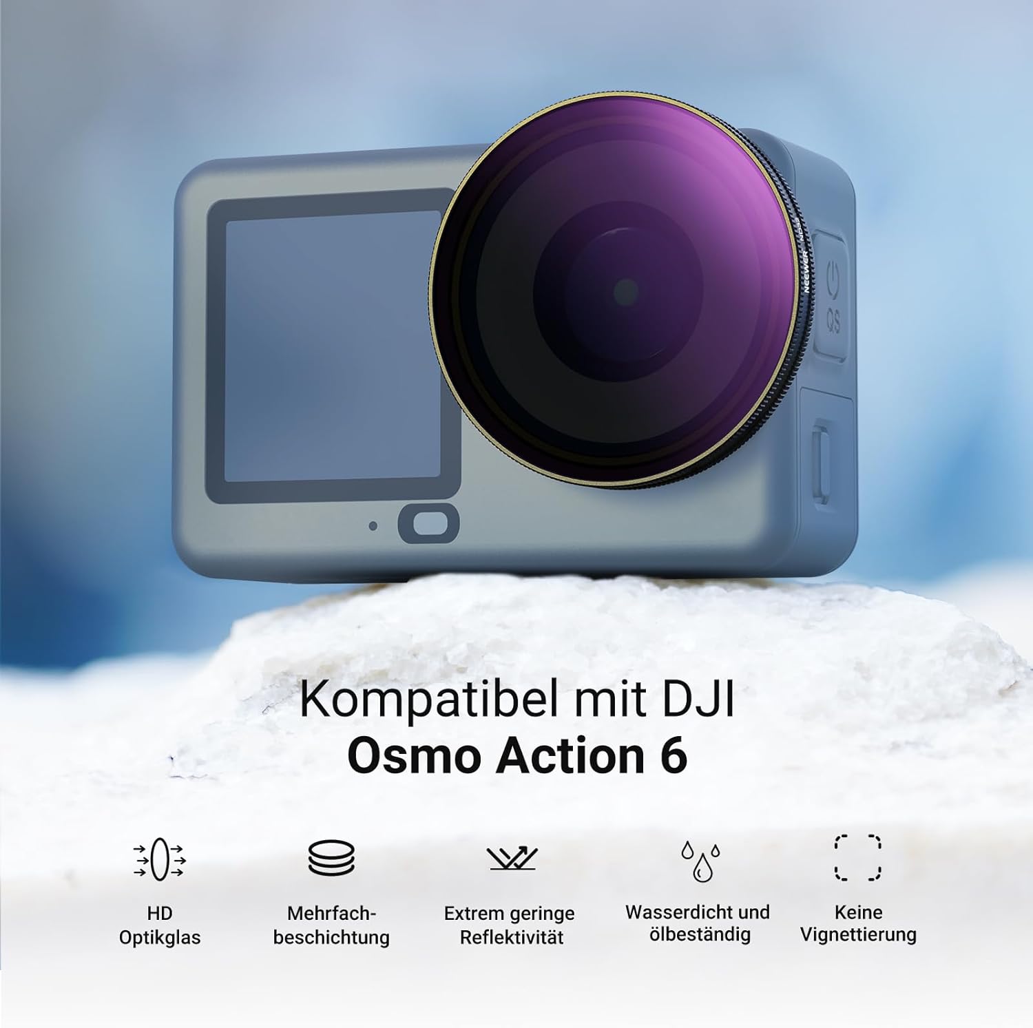 Detalle 2 de NEEWER CPL + ND Filter Set für DJI Osmo Action 6 – ND8/16/32/64/1000 + verstellbarer Circular Polarizer