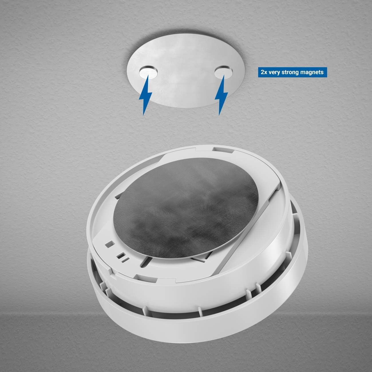 Detalle 2 de deleyCON MK3560 magnetische rookmelderhouders, 4 stuks, 65 mm
