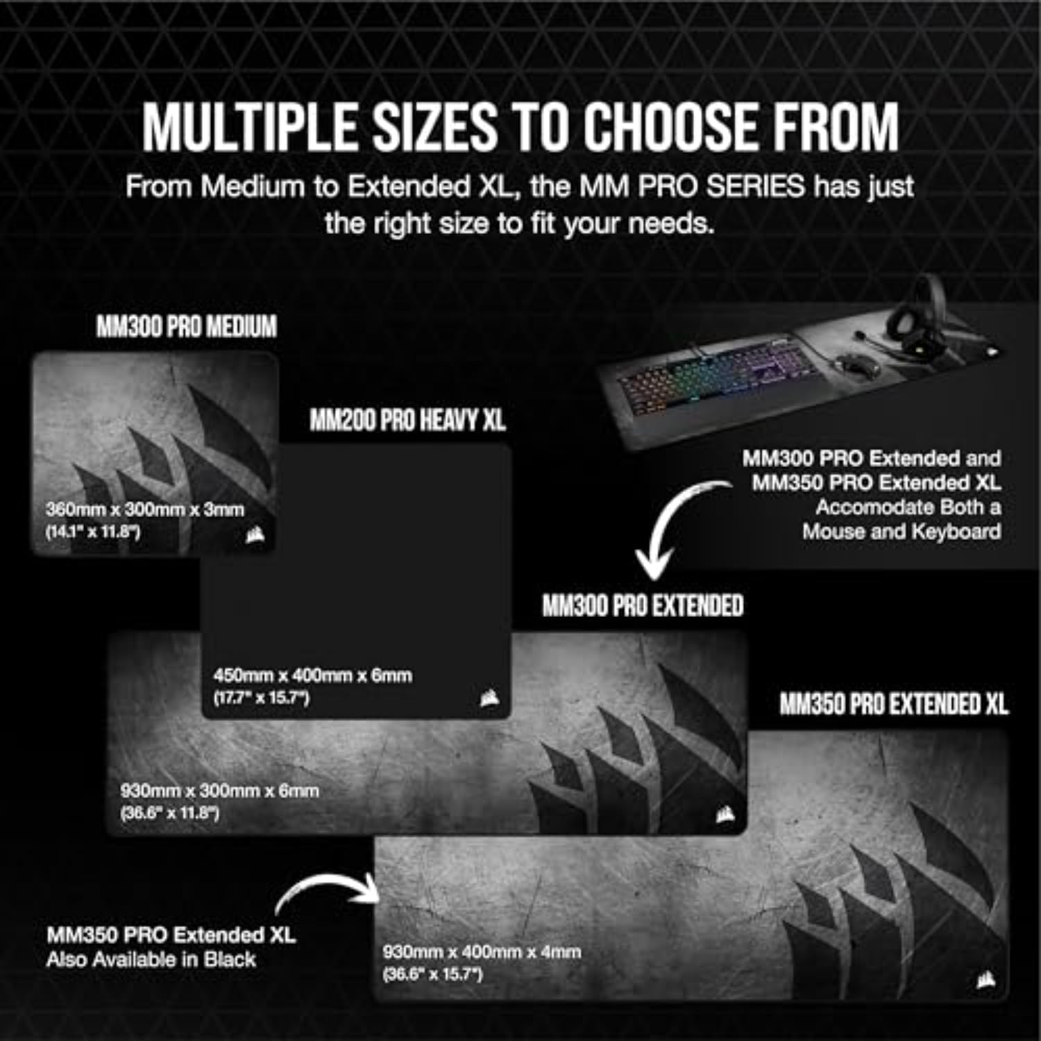 Thumbnail 6 de Corsair MM300 PRO Spritzwassergeschütztes Gaming-Mauspad Extended (93 × 30 cm) in Schwarz/Grau