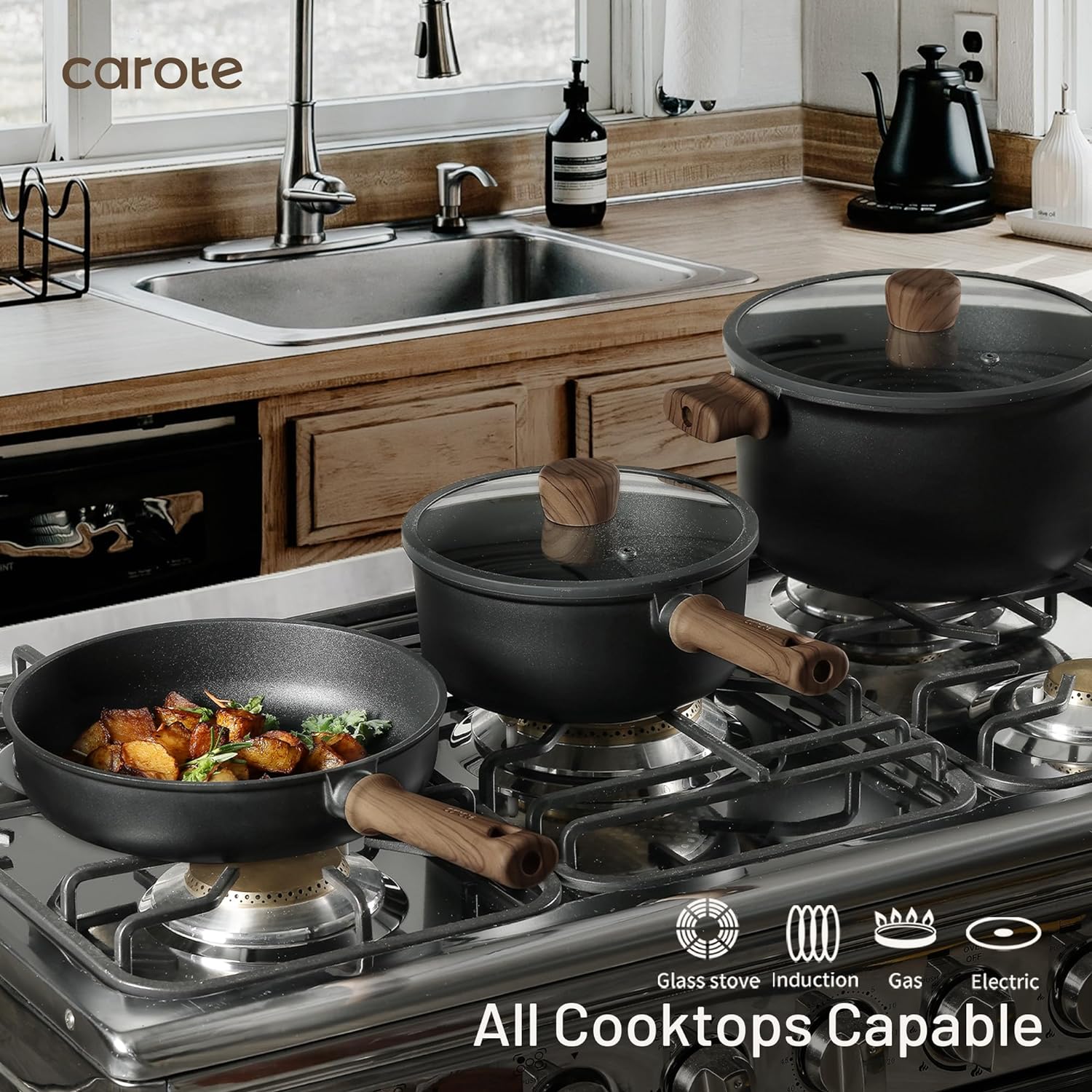 Thumbnail 5 de CAROTE 44pcs Titanium Nonstick Cookware Set
