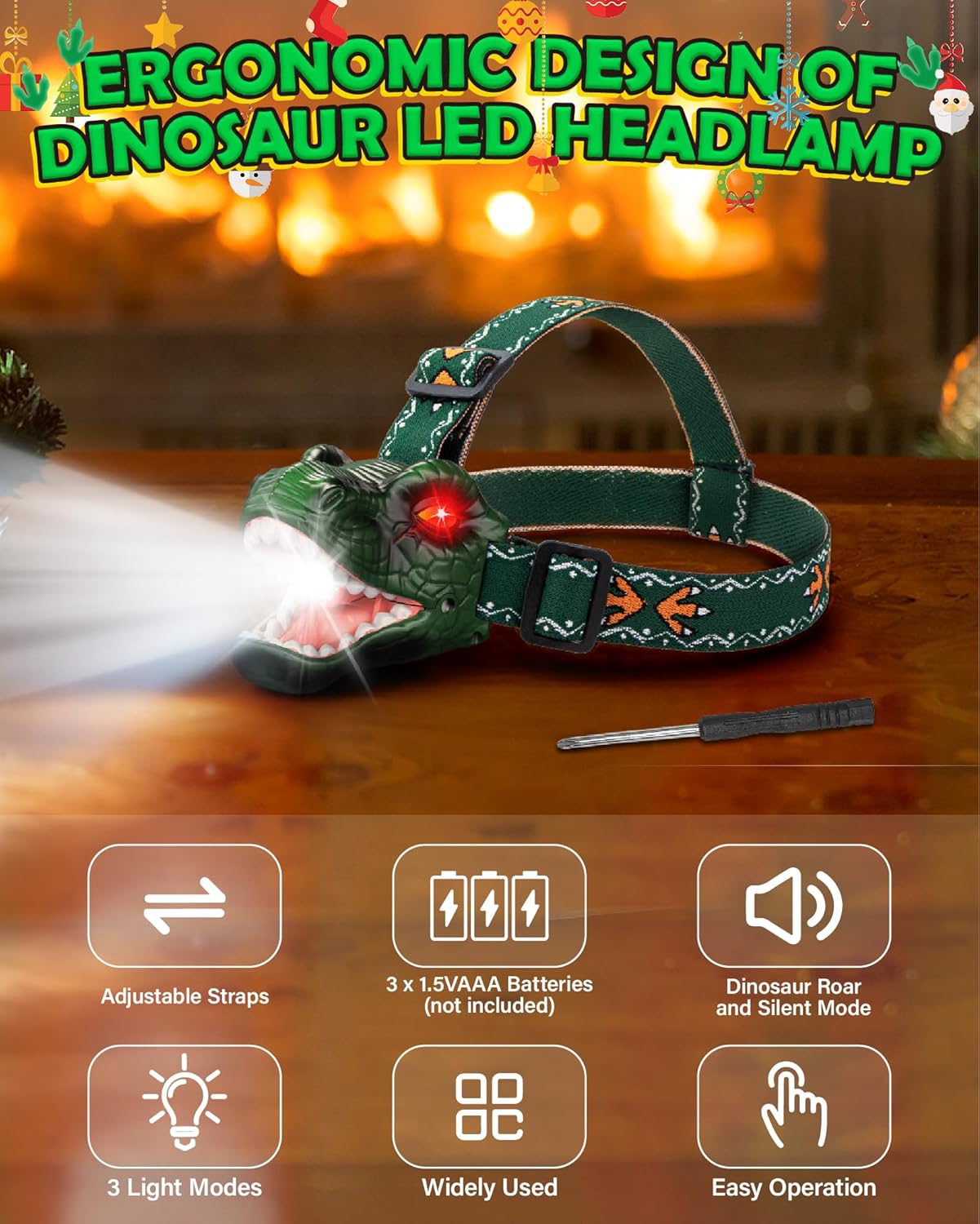 Detalle de Gofimyee T-Rex Dinosaur Headlamp for Kids