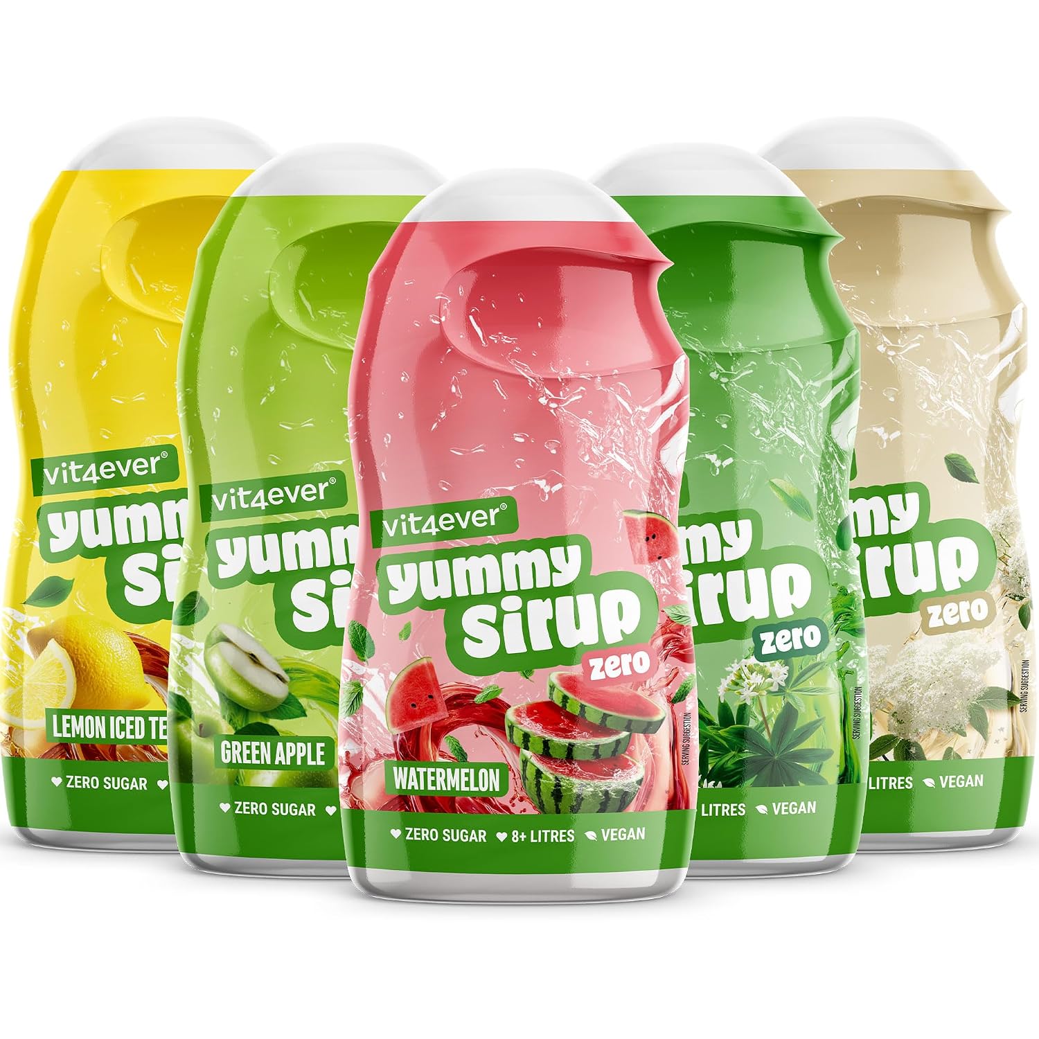 Detalle de vit4ever Yummy Sirup Zero Mixed Box 2, 5 x 65 ml – Zuckerfrei, kalorienarm und hochkonzentriert