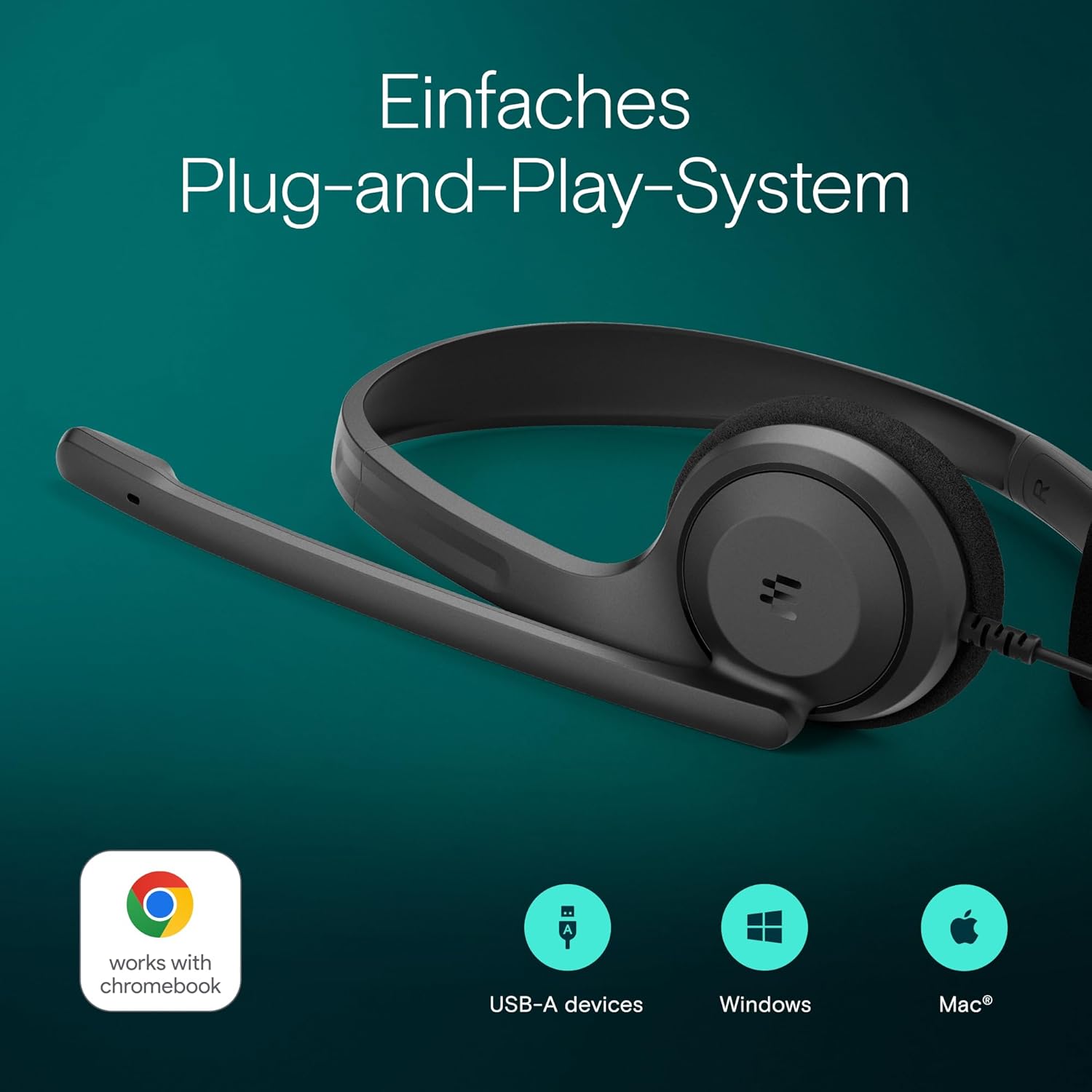 Thumbnail 3 de EPOS C1 Business-Headset mit USB-A, Noise-Cancelling-Mikrofon und EPOS Connect (schwarz)