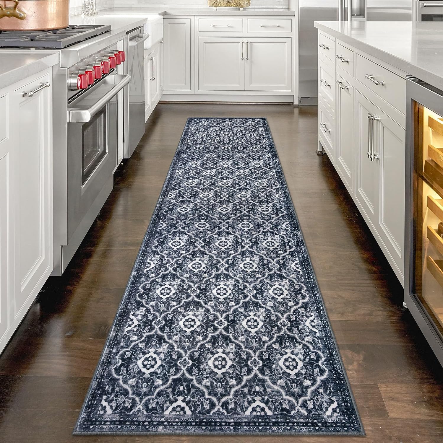 Thumbnail 6 de KILOCOCO 2' x 8' Washable Runner Rug, Moroccan Trellis, TPE Non-Slip Backing