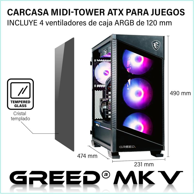 Detalle 2 de GREED MK5 Ryzen 5 9600X PC gaming 1TB SSD