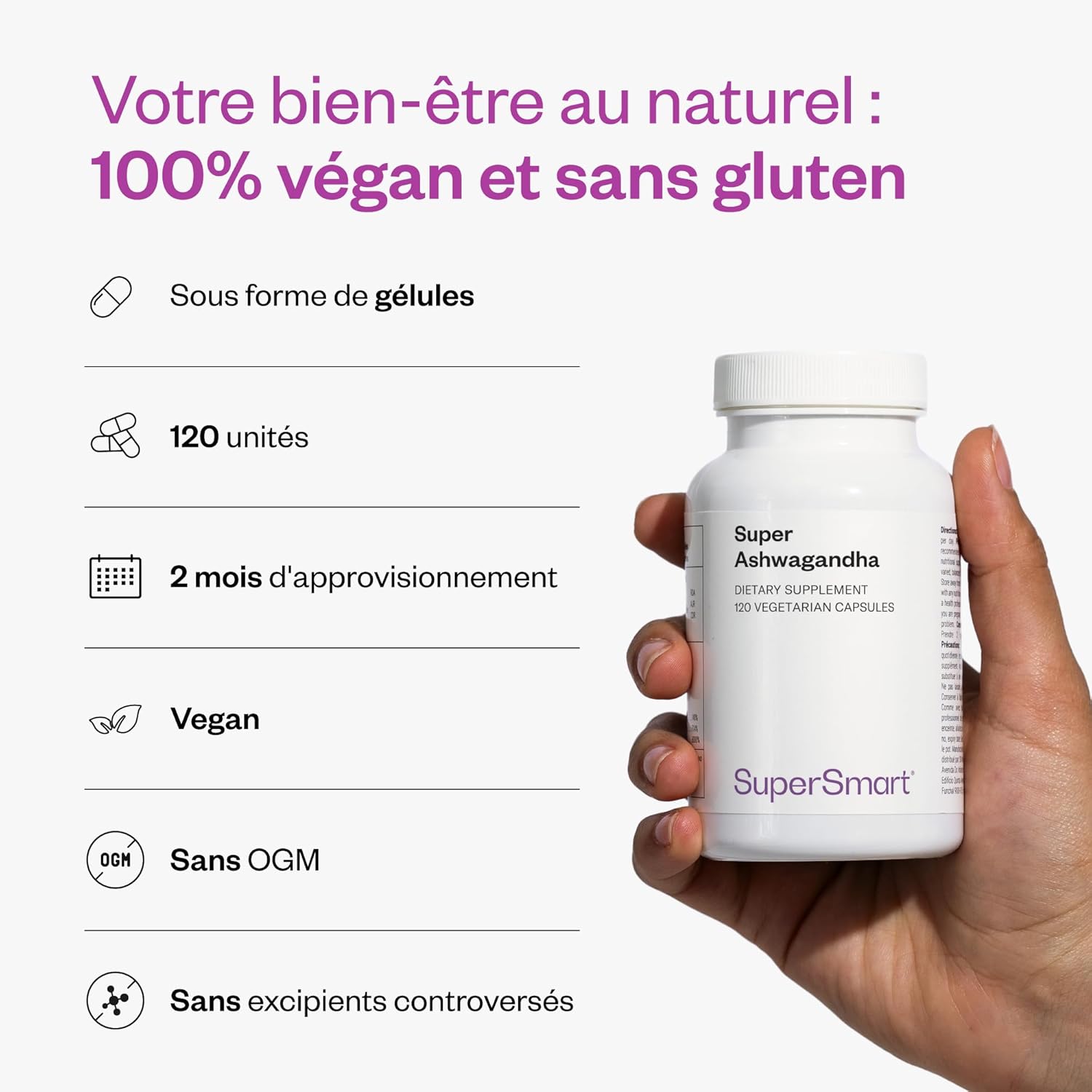 Thumbnail 4 de Super Ashwagandha KSM-66® Supersmart : adaptogène vegan pour relaxation et anti-stress