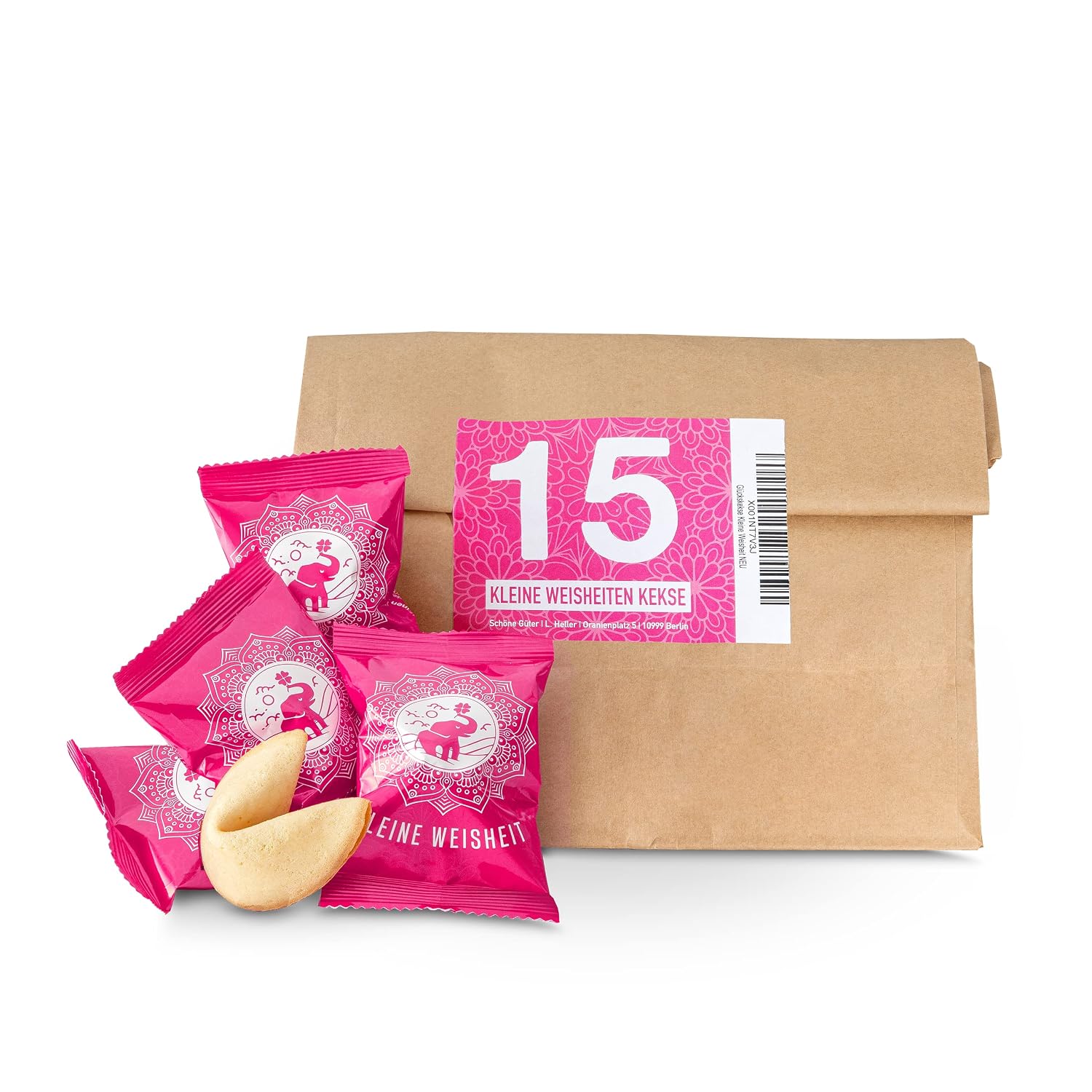 Detalle 2 de Glückskekse Kleine Weisheiten – 15 vegan Glückskekse mit Zitaten, Made in Germany