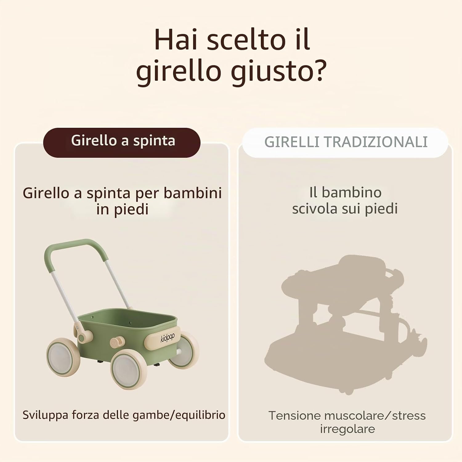 Thumbnail 3 de Kidpop PULA girello 2 in 1 per bambini 6-18 mesi – carrello portaoggetti, peso massimo 15 kg, Bianco
