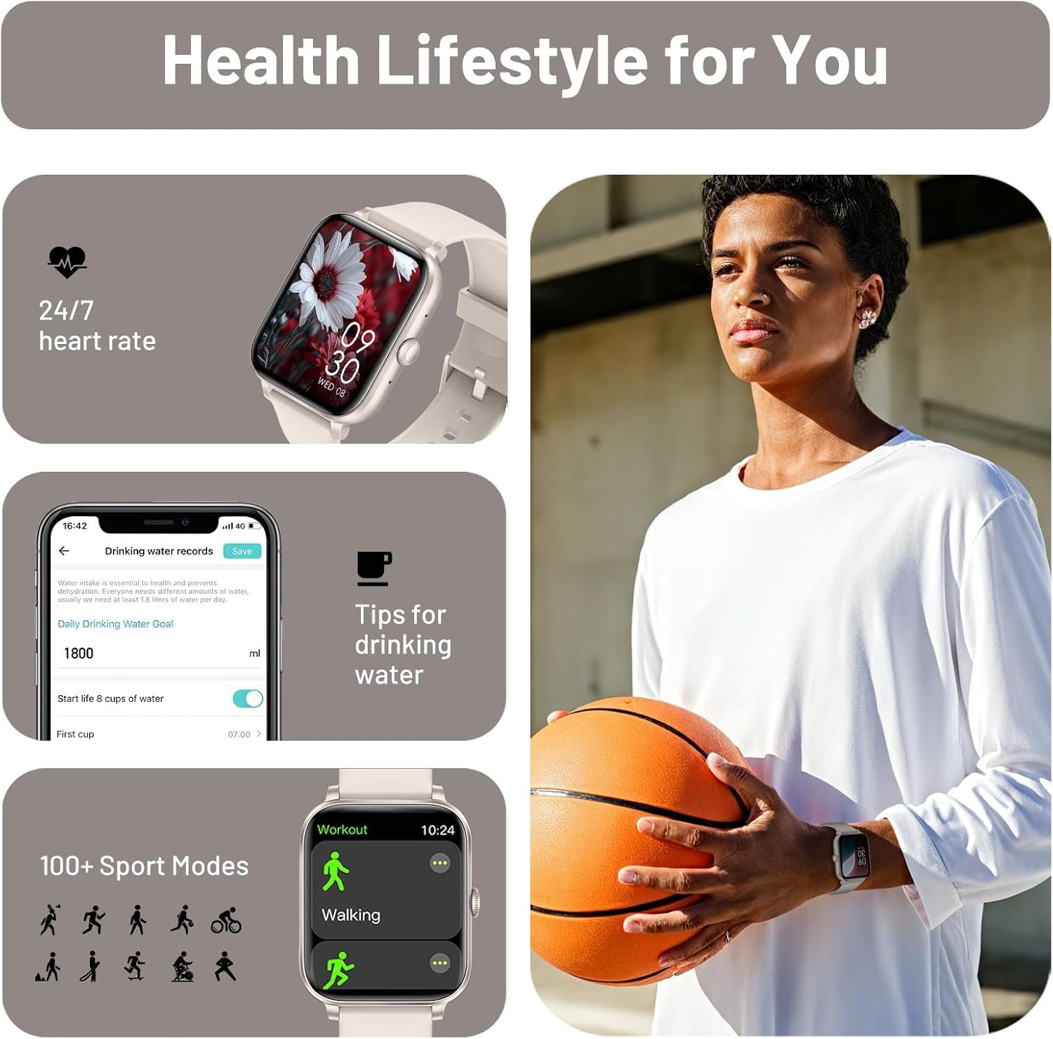 Thumbnail 4 de Smart Watch for Men & Women: 1.83" HD Touchscreen, 123+ Sports, Bluetooth Calling, IP67 Waterproof