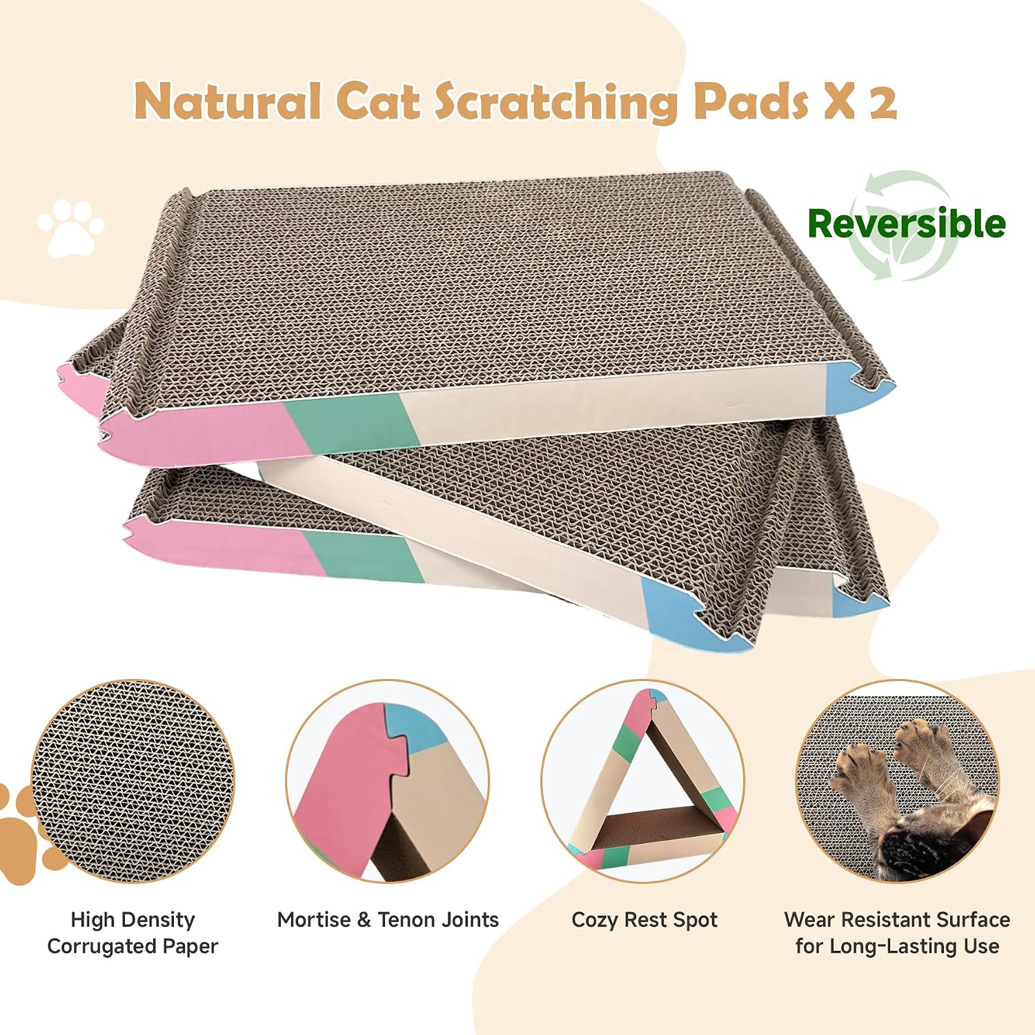 Detalle 2 de JUNGLE WELL Triangle Cat Scratcher Board 3-pack 🐱