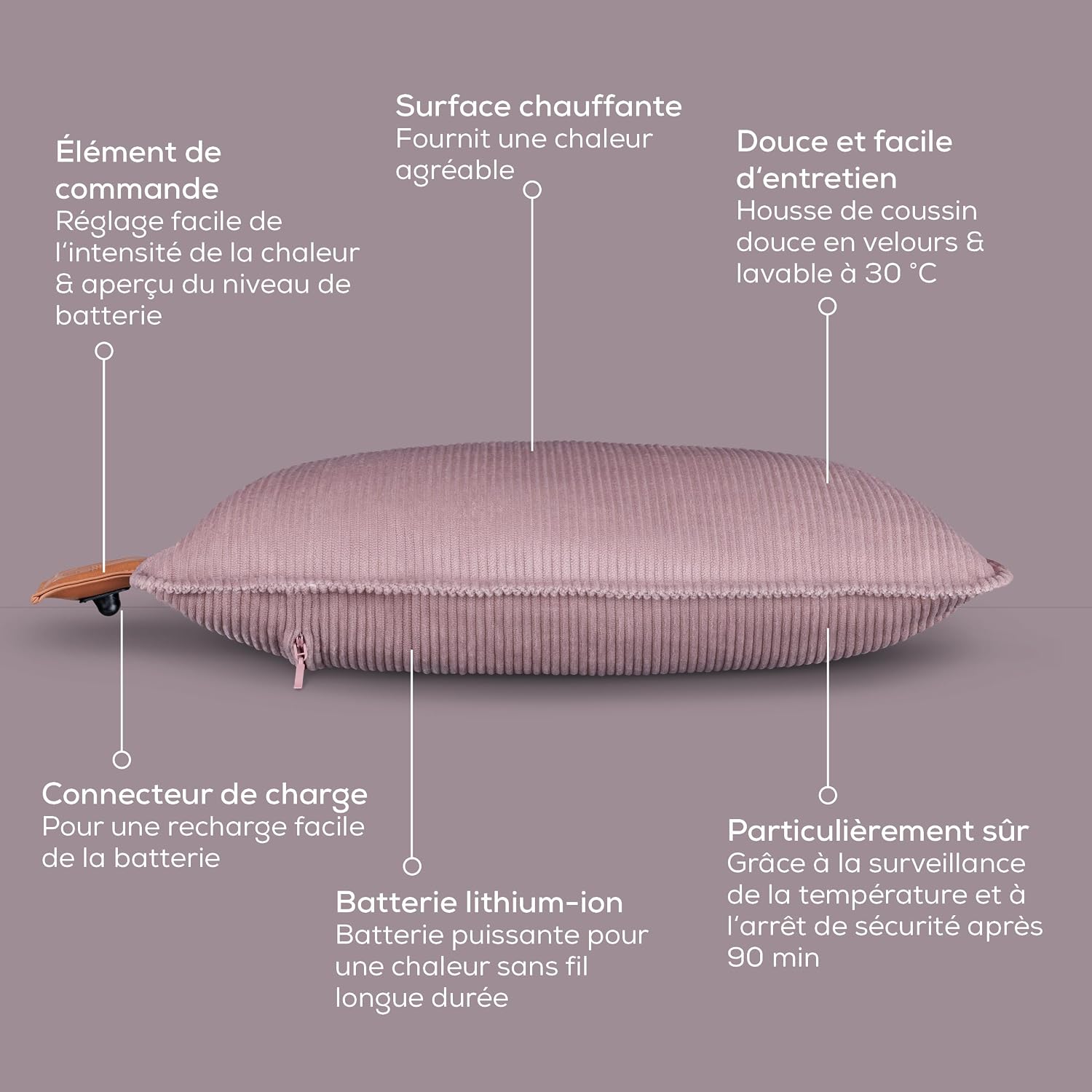 Thumbnail 6 de Beurer Heaty Coussin chauffant lilas sans fil