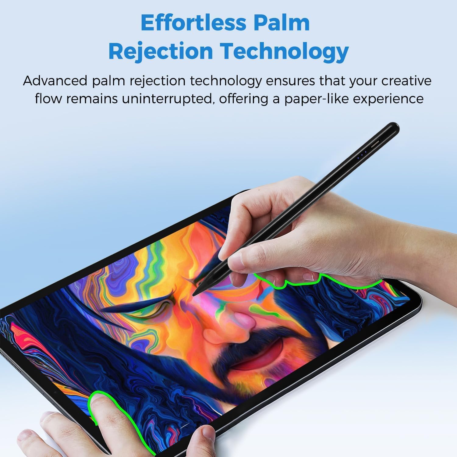 Thumbnail 4 de Stylus Pen for iPad (2018–2025) with Tilt Sensitivity, Palm Rejection, and Fast Charge (Black)