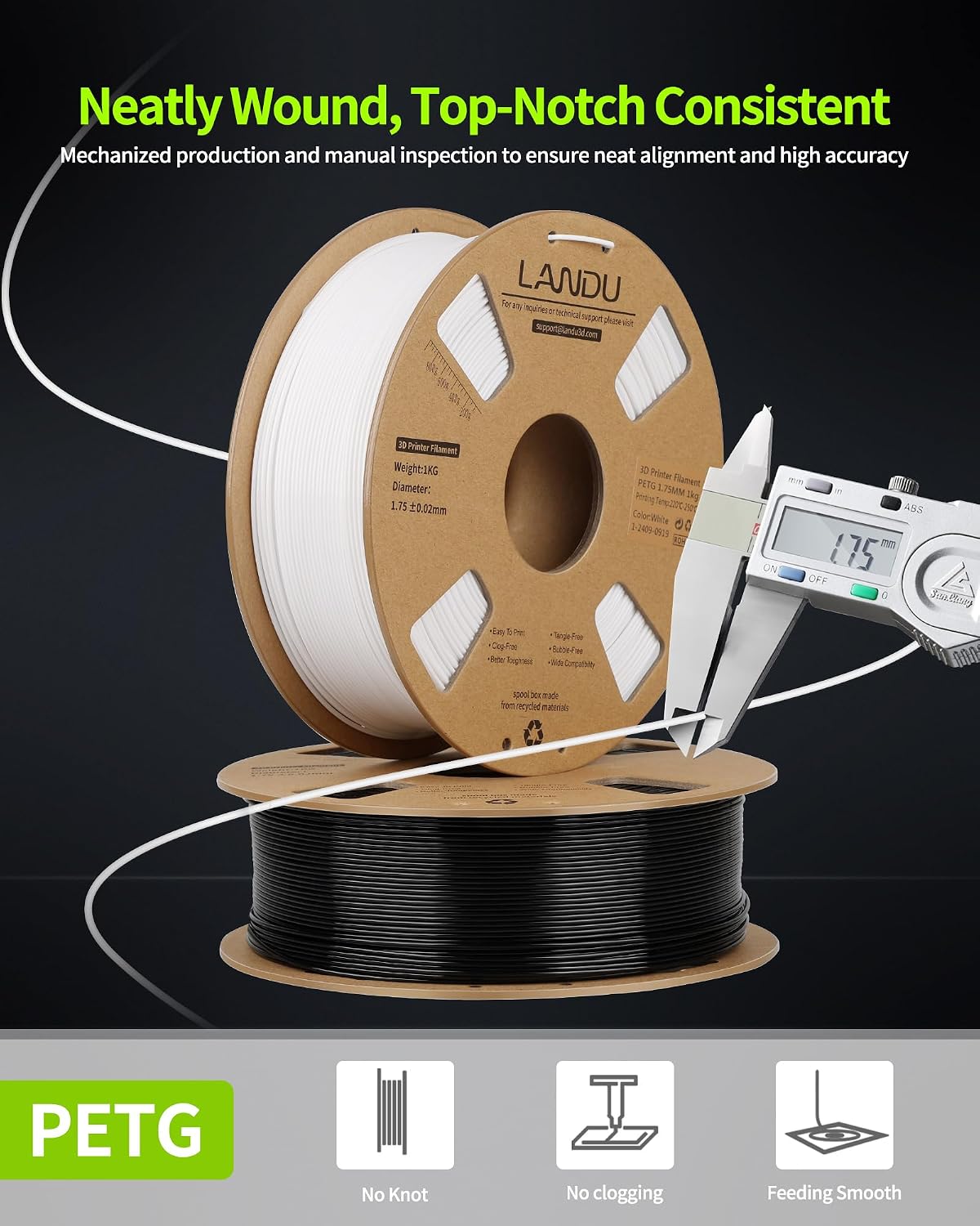 Thumbnail 3 de LANDU Silk PLA Rainbow Filament Bundle – 4 Spools of 200g, 1.75mm, Tri-Colour with Silk Gloss