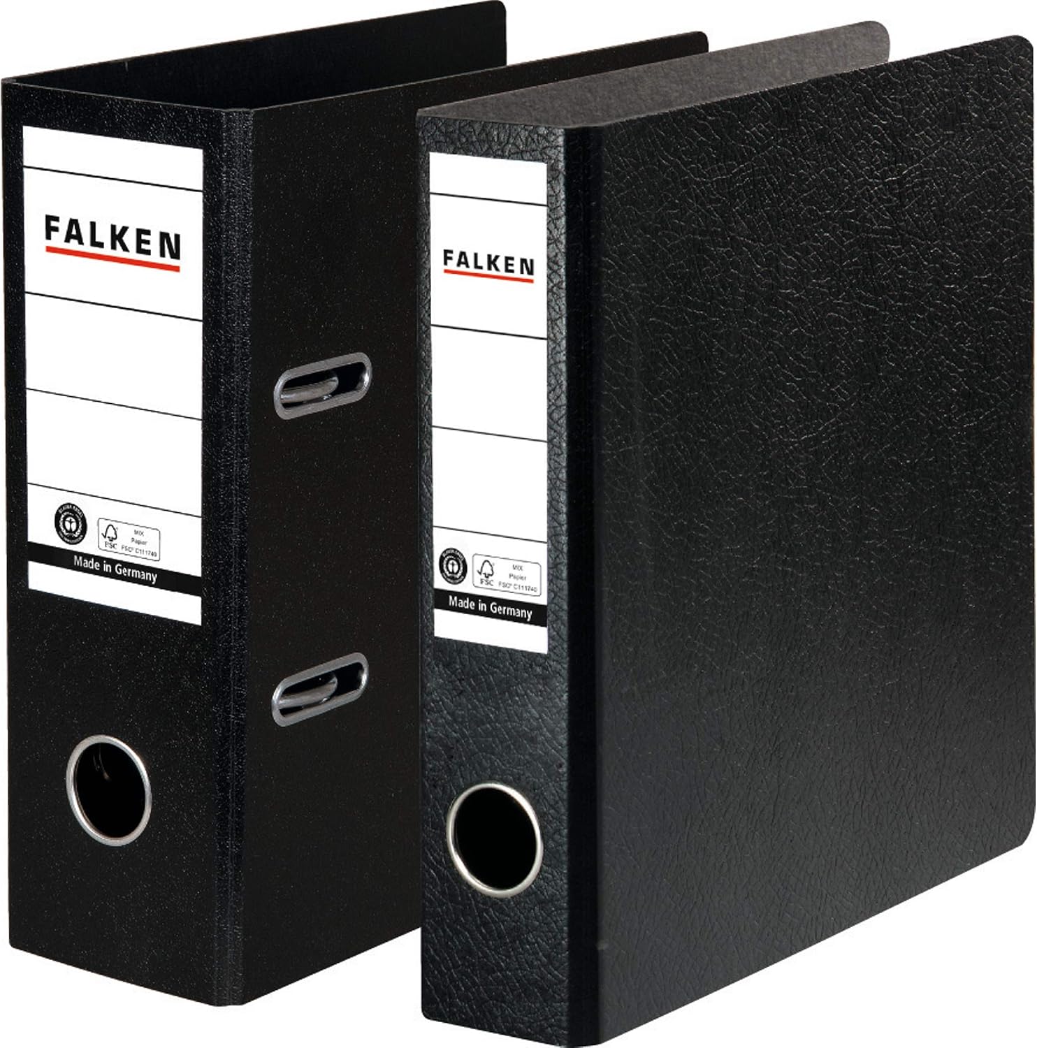 Detalle de Original Falken Ringordner Sonderformat Hartpappe – DIN A5 quer, 8 cm Rückenbreite, schwarz