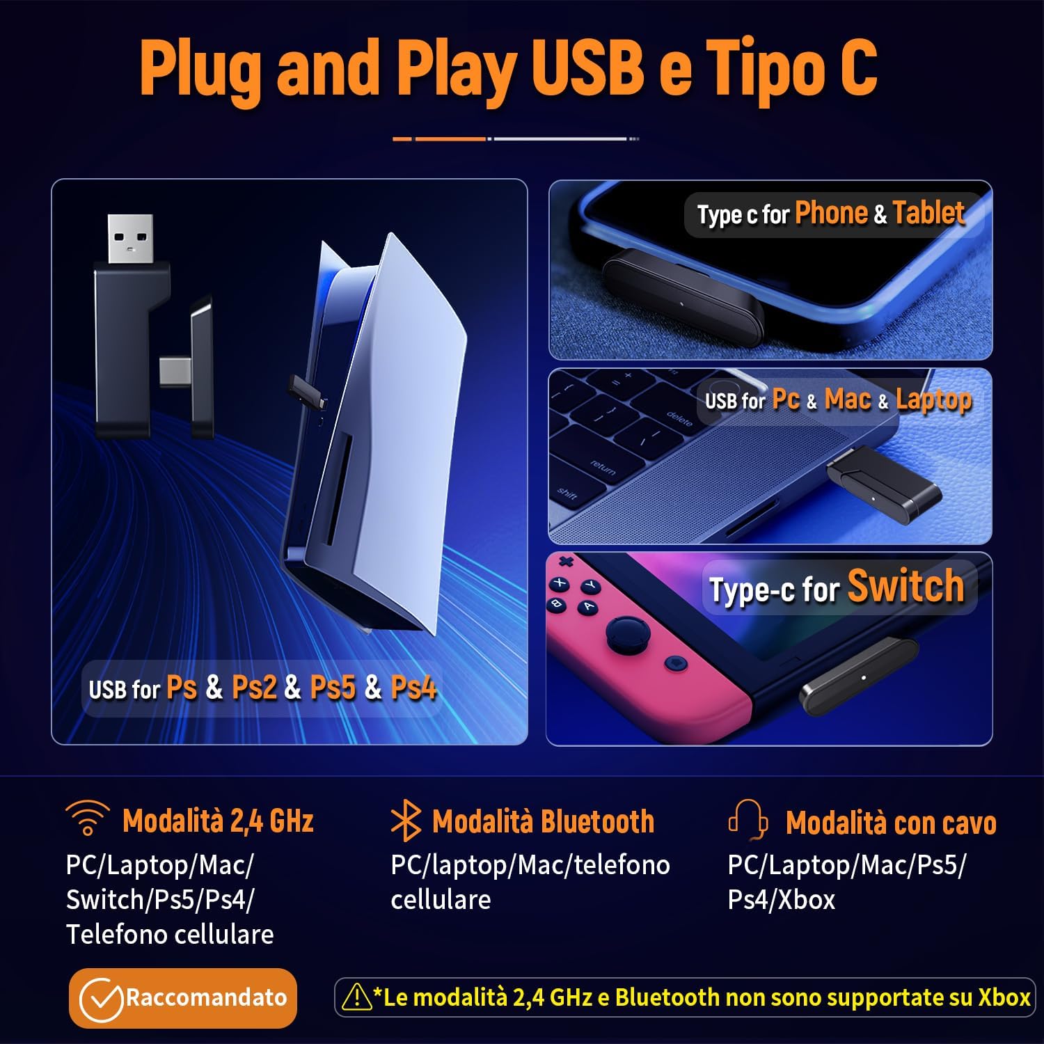 Thumbnail 4 de Ozeino Cuffie Gaming Wireless 30+ Ore