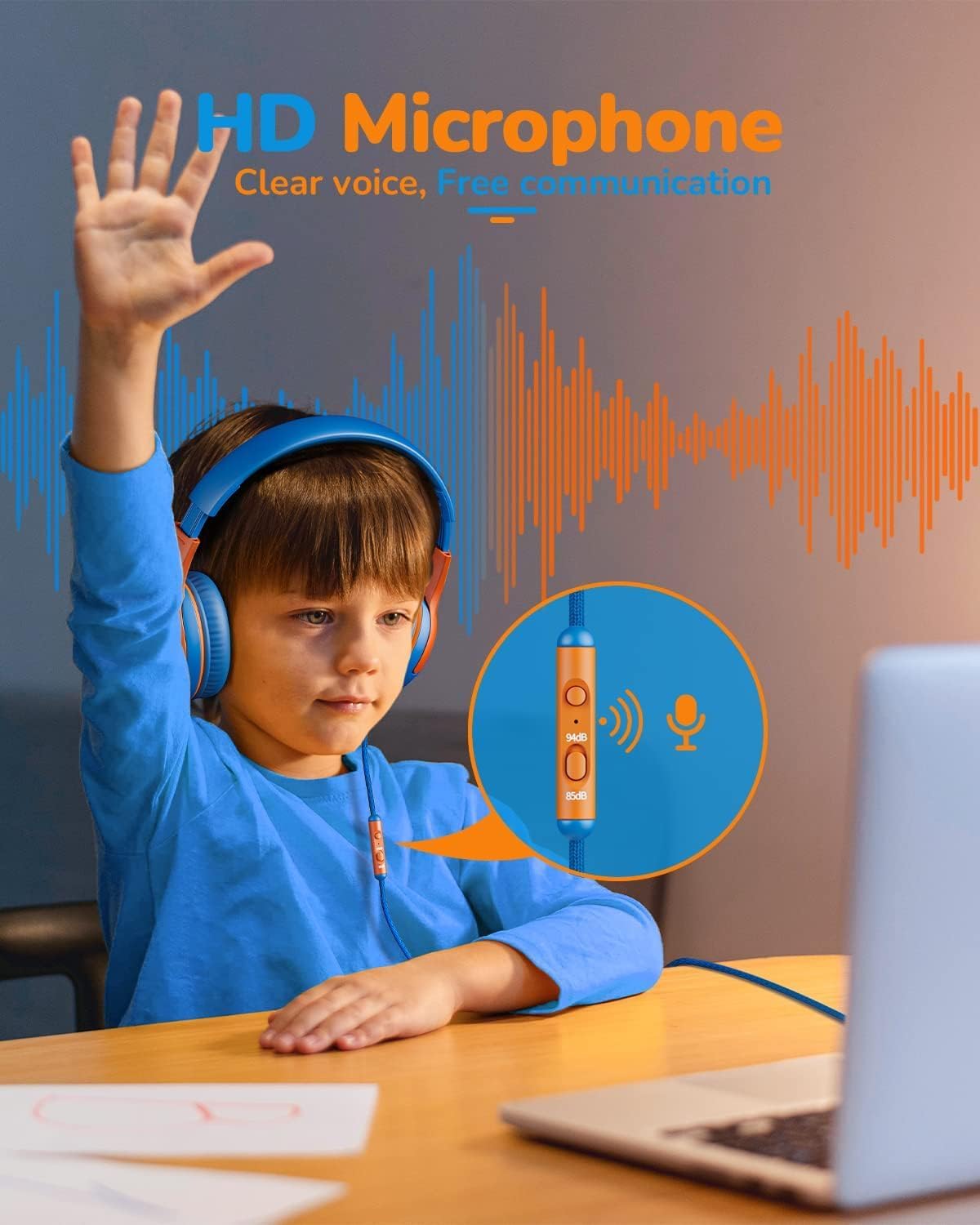 Thumbnail 3 de awatrue Kids Headphones Wired Headset with Microphone (OrangeBlue+BlueGreen)