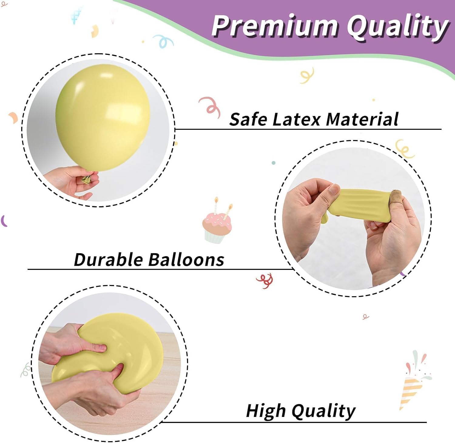 Detalle de Pastel Balloons 12-Inch Rainbow Macaron Kit (30 pcs) with Ribbon for Parties
