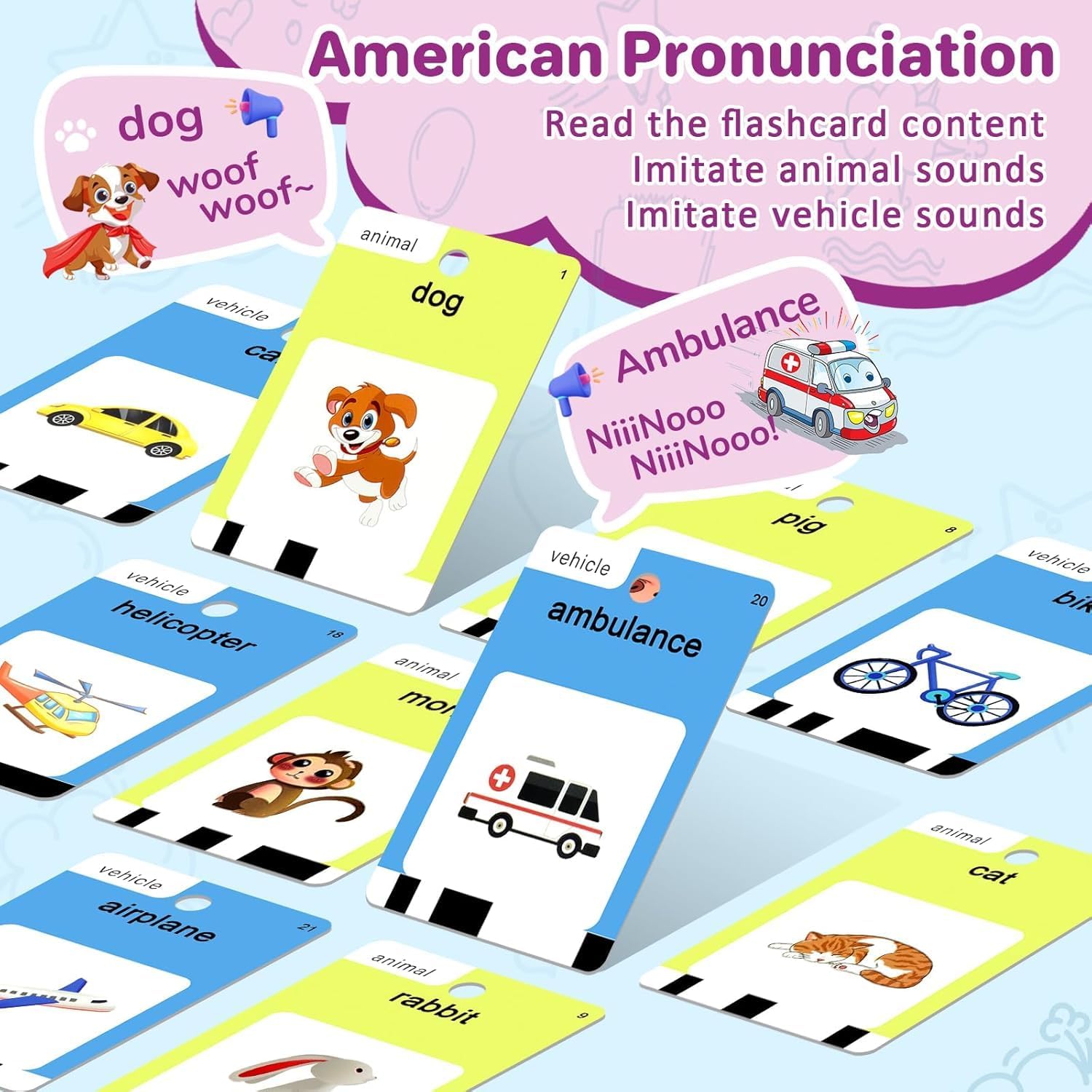 Detalle 2 de 420 Words Talking Flash Cards for Toddlers (3–6 Years) – 210 Cards, Pink