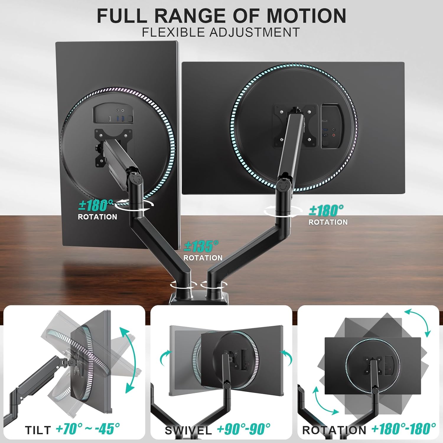 Detalle de WALI GSMP002N Dual Monitor Stand 19.3in extension