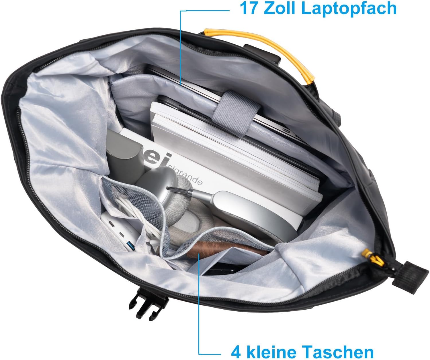 Thumbnail 5 de Taschmik Rolltop Rucksack wasserdicht – 17 Zoll Laptopfach, 19–27 l, Schwarz