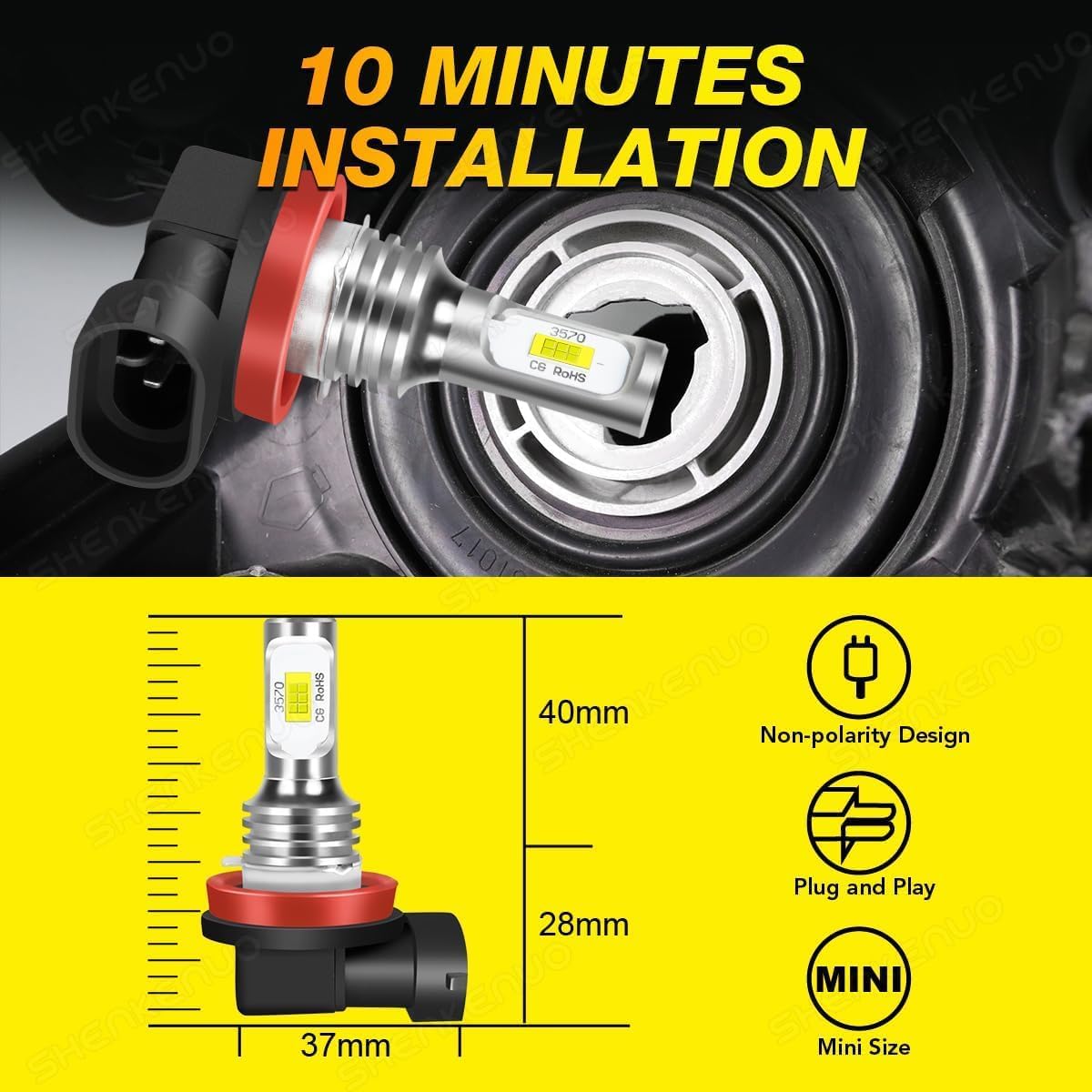 Thumbnail 5 de SHENKENUO H11 LED headlight bulbs 80W