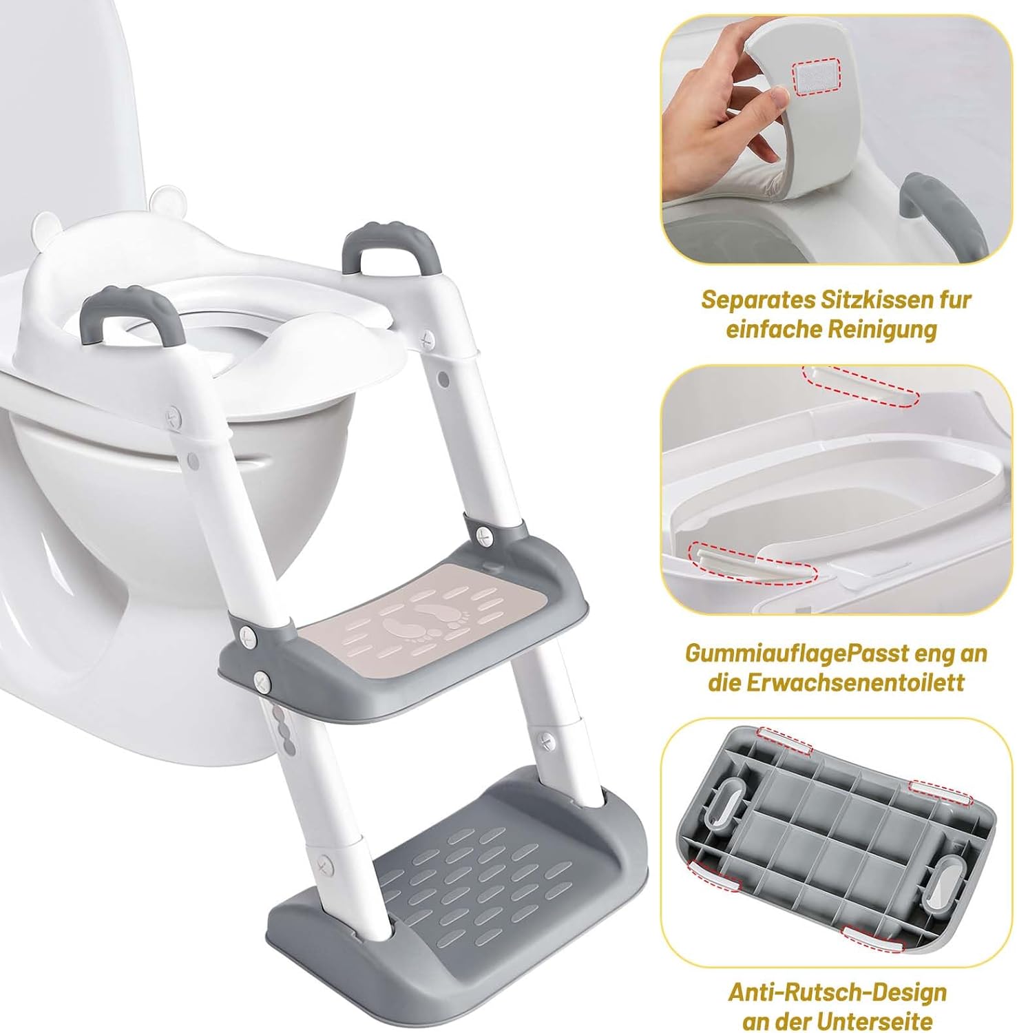 Thumbnail 4 de Kinder-Toilettensitz mit Treppe, bis 180 Pfund
