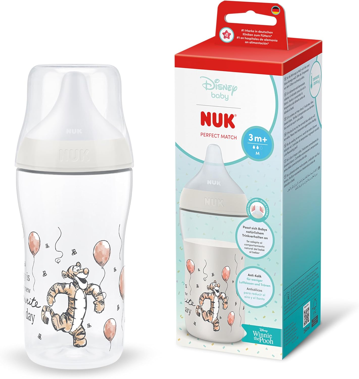 Thumbnail 6 de NUK Perfect Match set biberon anti-colica + ciuccio Space Soother, 0-6+ mesi, Winnie the Pooh (4 pezzi)