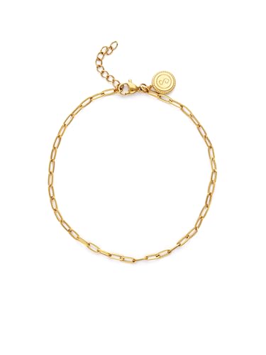 Detalle de SINGULARU Tobillera Mujer Chic Acero Baño Oro 18k – 22 cm + 3,5 cm de alargador