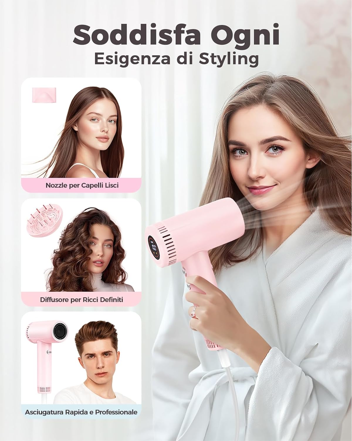 Thumbnail 4 de Haokoo Phon Capelli Alta Velocità 160.000 RPM: asciugatura rapida e controllo termico con ioni anticrespo