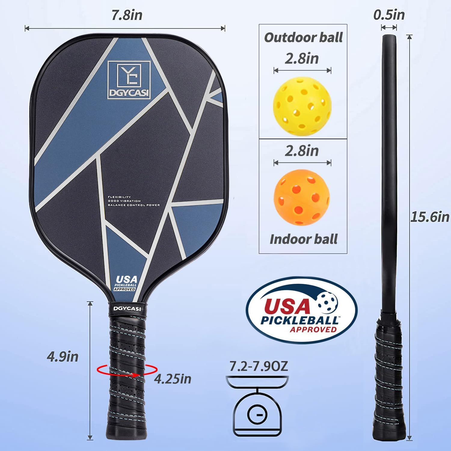 Detalle de YC DGYCASI Pickleball Paddle Set, Carbon Fibre