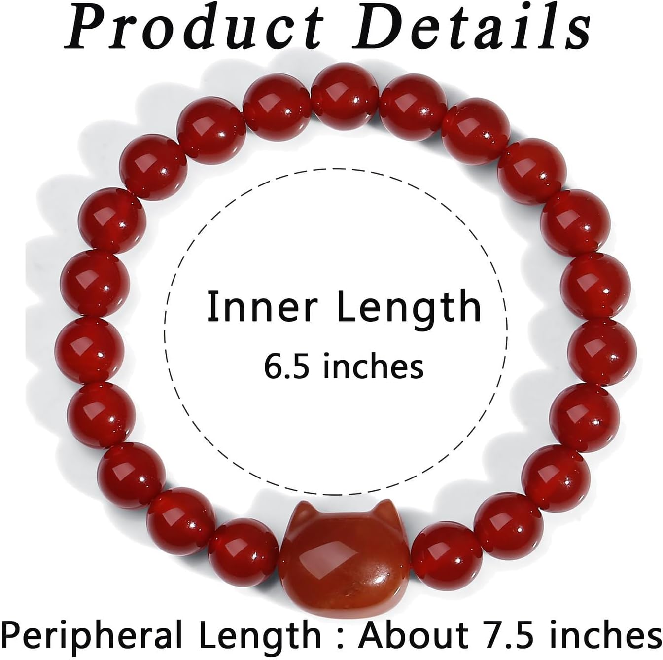 Thumbnail 6 de XIANNVXI Katzen Armband Damen – Kristallkarneol 8 mm, elastisch, Glücksvögeleinspiriertes Katzenmuster