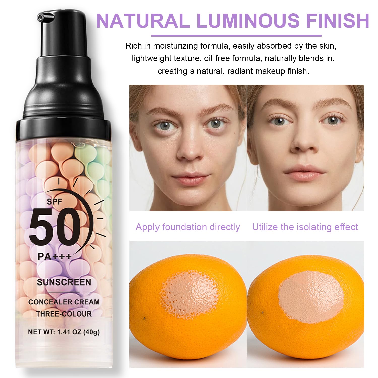 Detalle 2 de 3 in 1 Color Correcting Serum SPF 50 PA+++ Primer for Face Before Makeup (Oil Control & Moisturizing)