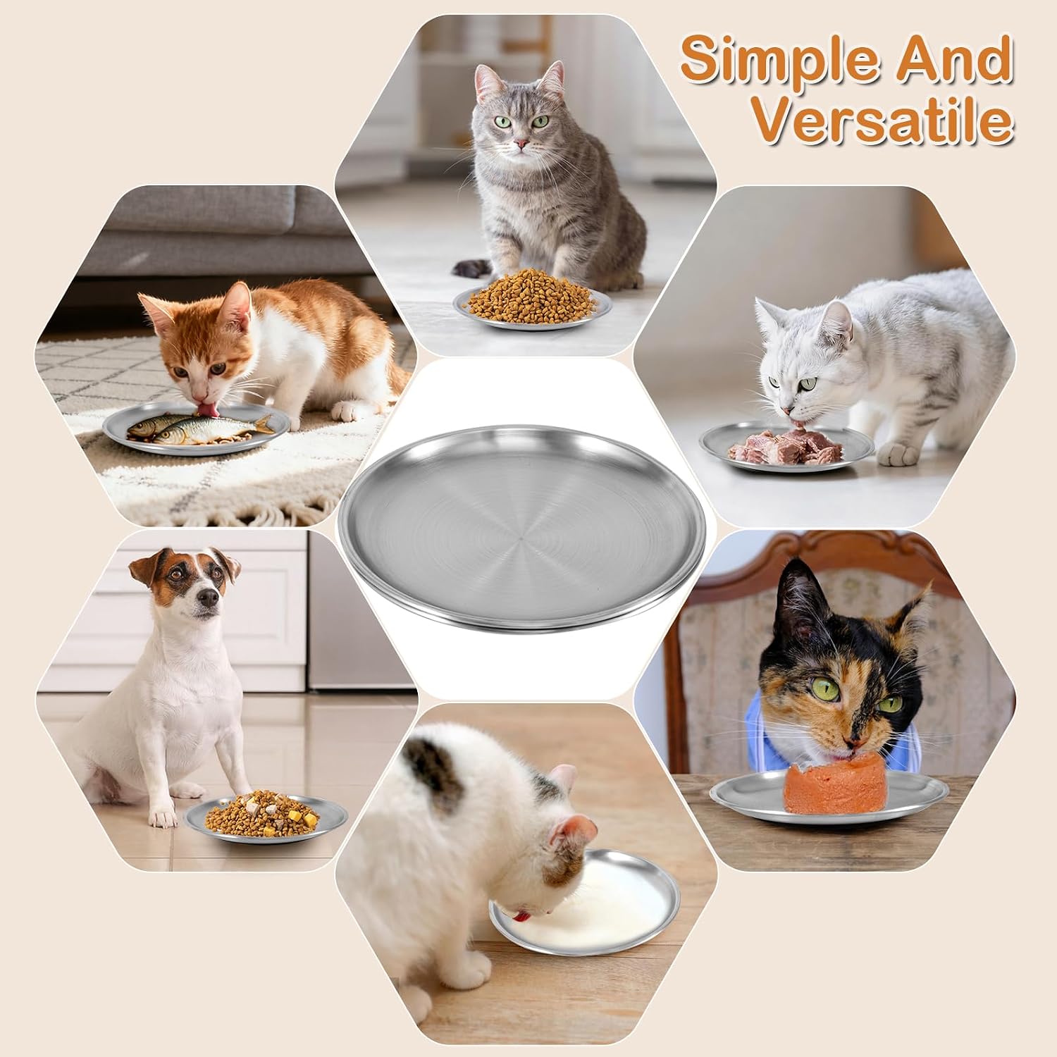 Thumbnail 6 de Alaoo 4 Ciotole Piatti in Acciaio Inox per Gatti – 17 cm, Antiscivolo e Lavabili in Lavastoviglie