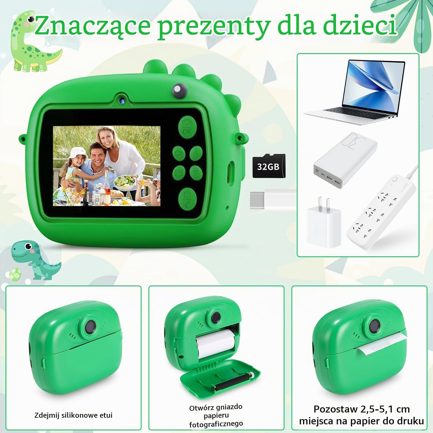 Thumbnail 6 de Huifoo Z13S aparat fotograficzny dla dzieci, druk natychmiastowy, 1080p, 32 GB