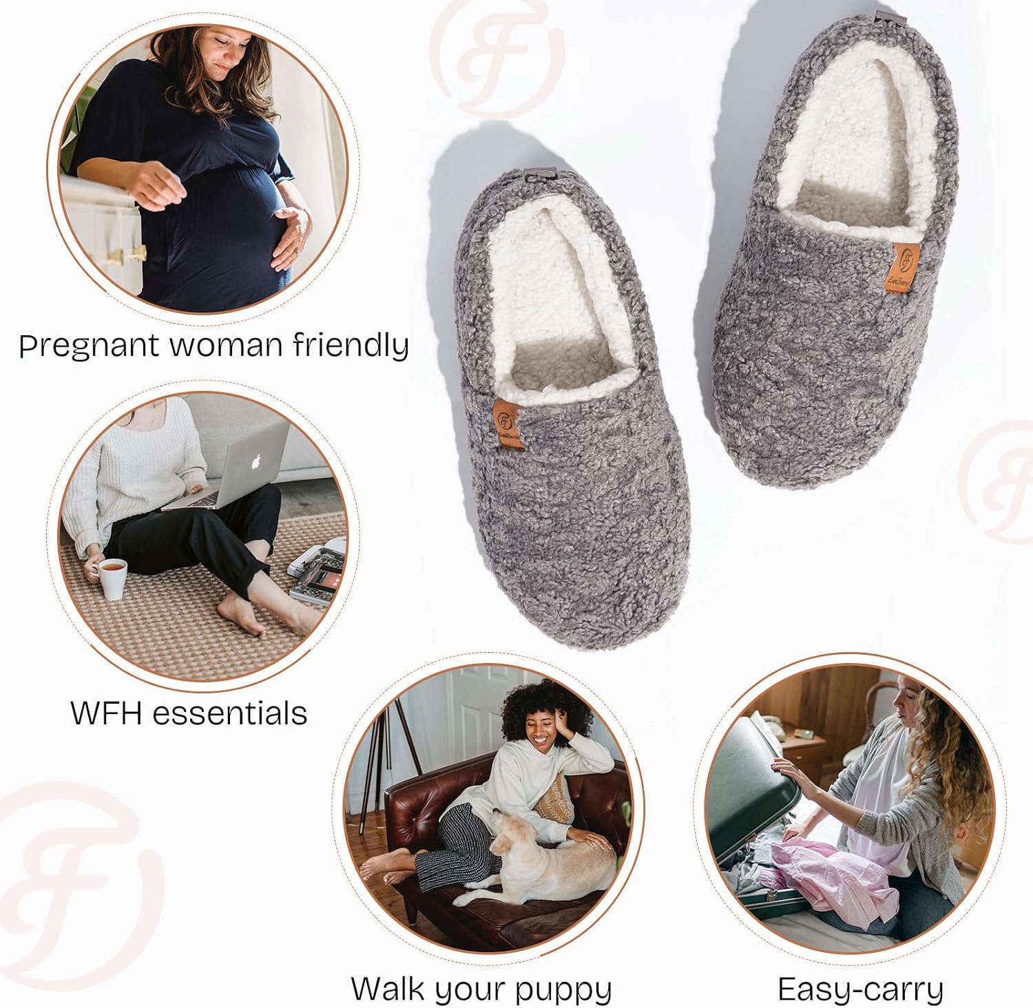 Detalle de EverFoams Women’s Soft Curly Slippers with Memory Foam, Fleece Lining and Non-Slip Sole