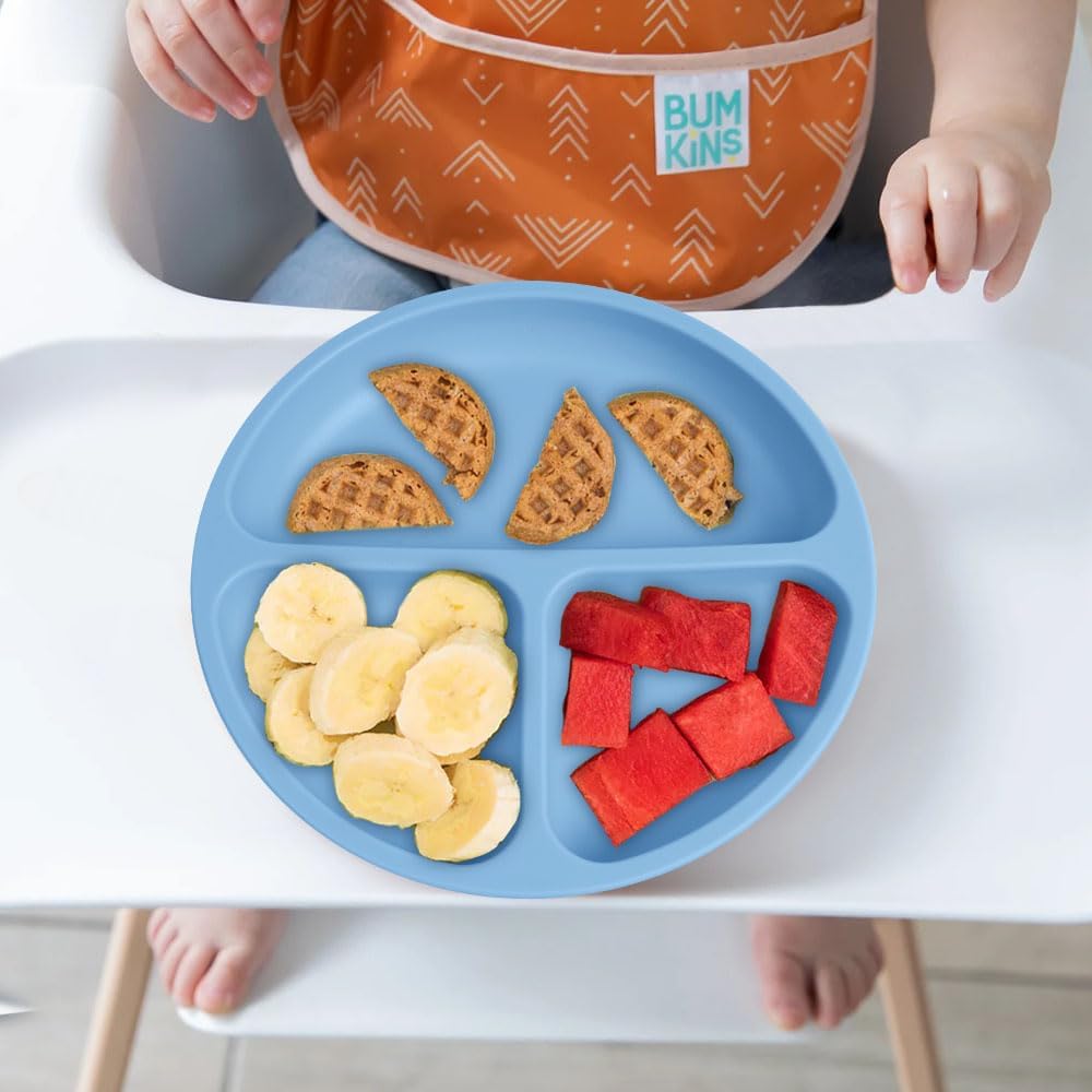 Thumbnail 5 de Vicloon: Set Piatto per bambino a ventosa con 3 scomparti, rosa scuro/grigio blu – 2 pezzi