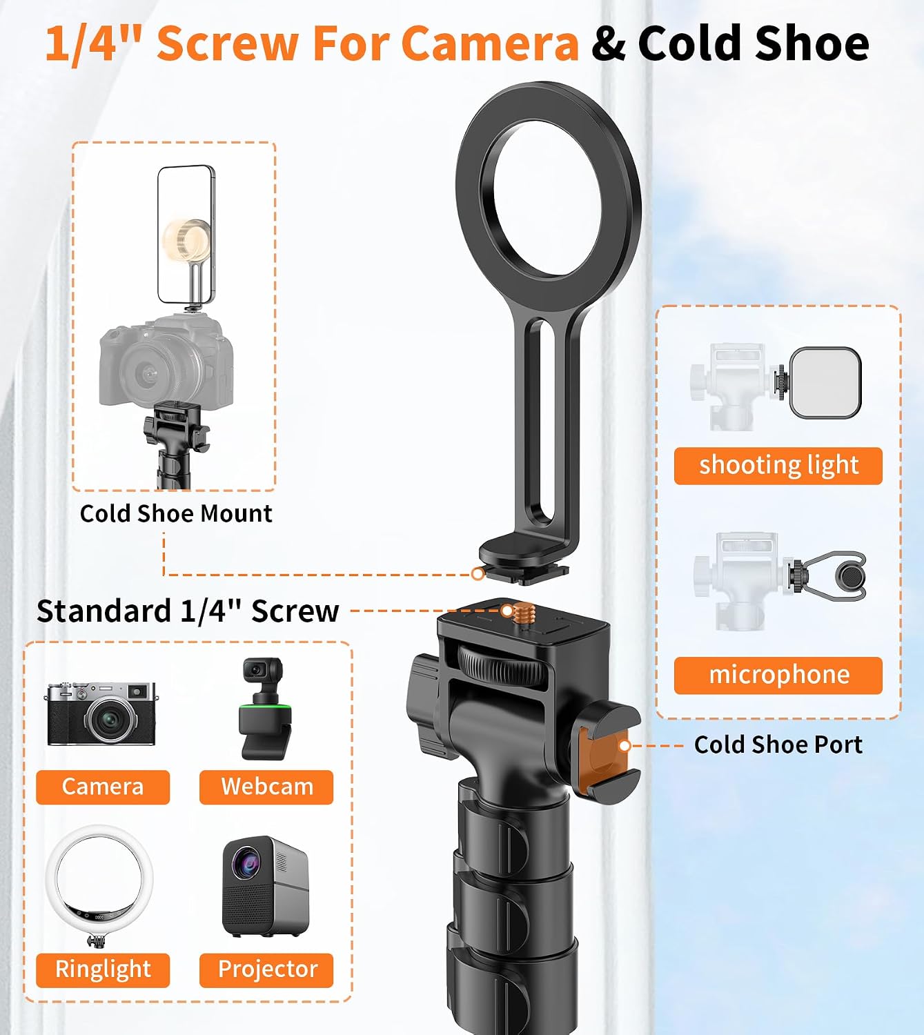 Thumbnail 6 de XXZU 74" Magnetic Phone Tripod with Magnetic Clip for MagSafe