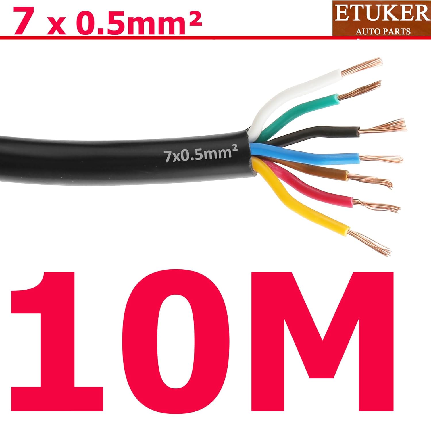 Detalle 2 de ETUKER 20AWG 7×0,5mm² 10M Fahrzeugkabel