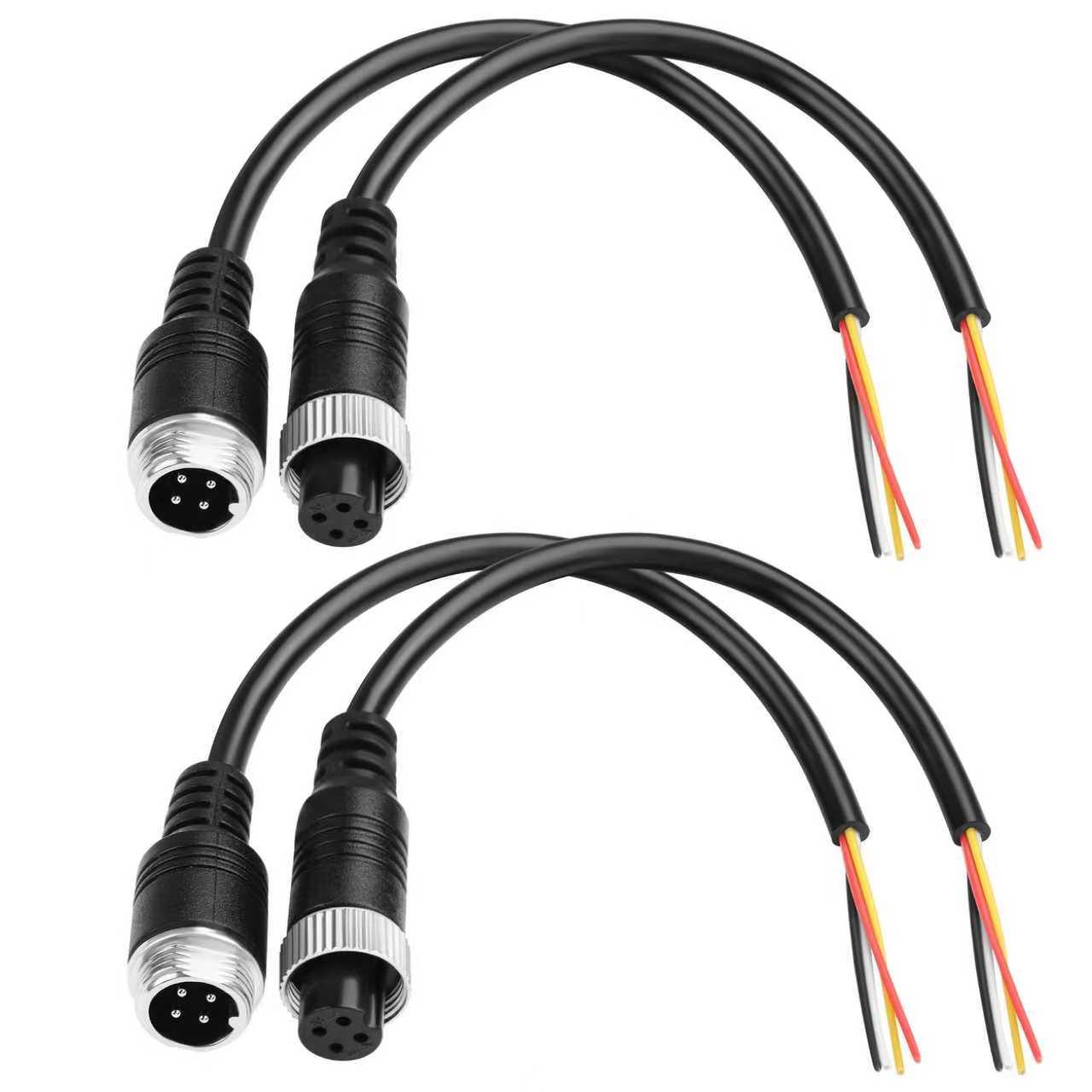 Detalle de TIENFOKOTA M12 4 Pin Aviation Extension Cable – 0.2m, 2-Pair Set for Vehicle Backup Camera and Monitor
