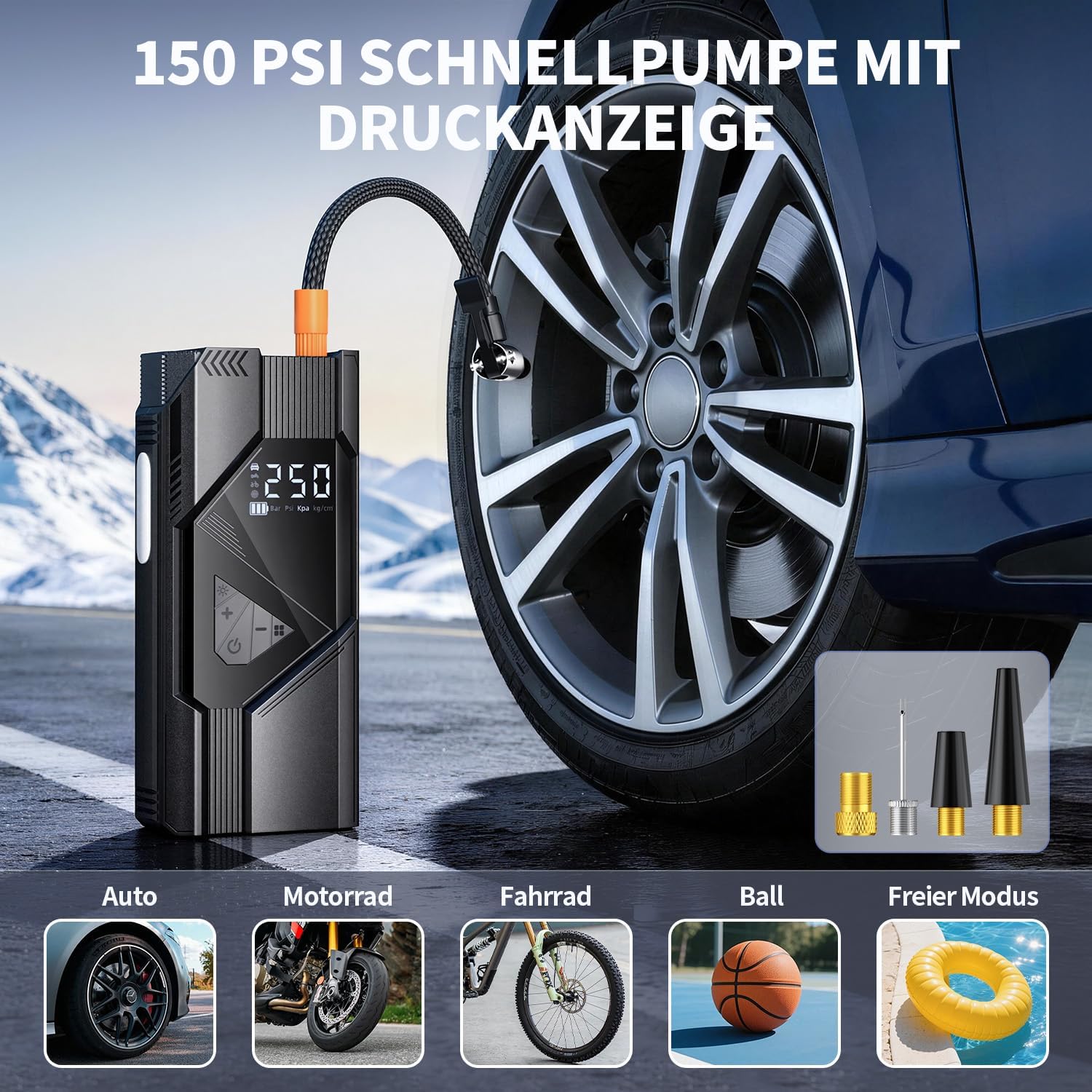 Detalle de FINIBO Starthilfe Powerbank für PKW – 6000A Jump Starter mit LCD Display