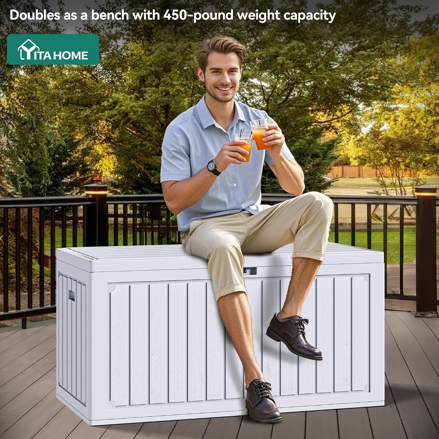 Thumbnail 1 de YITAHOME 303L Garden Outdoor Storage Box – HDPE Resin Deck Box with Lockable Lid