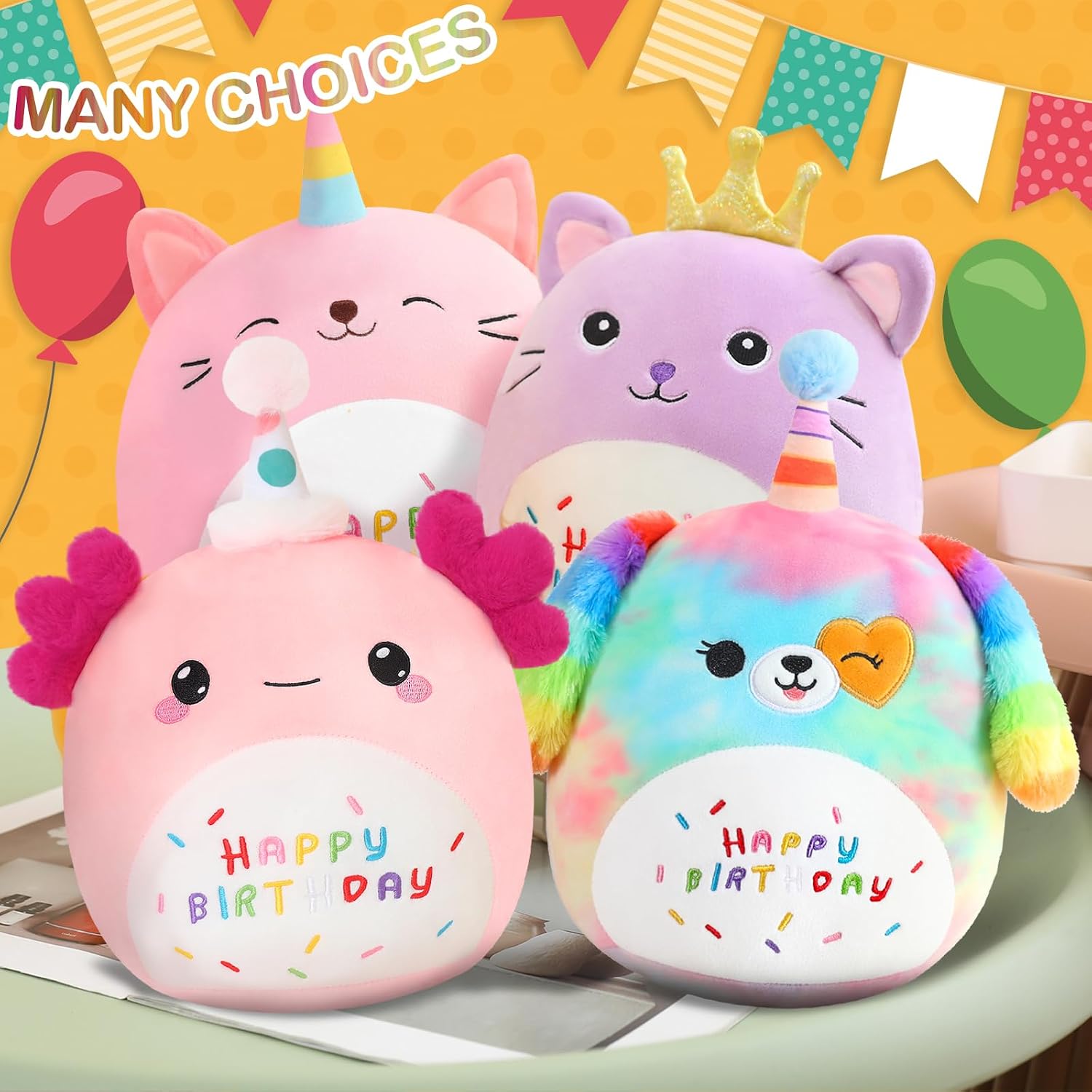 Detalle 2 de SQEQE Happy Birthday Axolotl Plush Pillow (35CM) – soft cuddly birthday gift