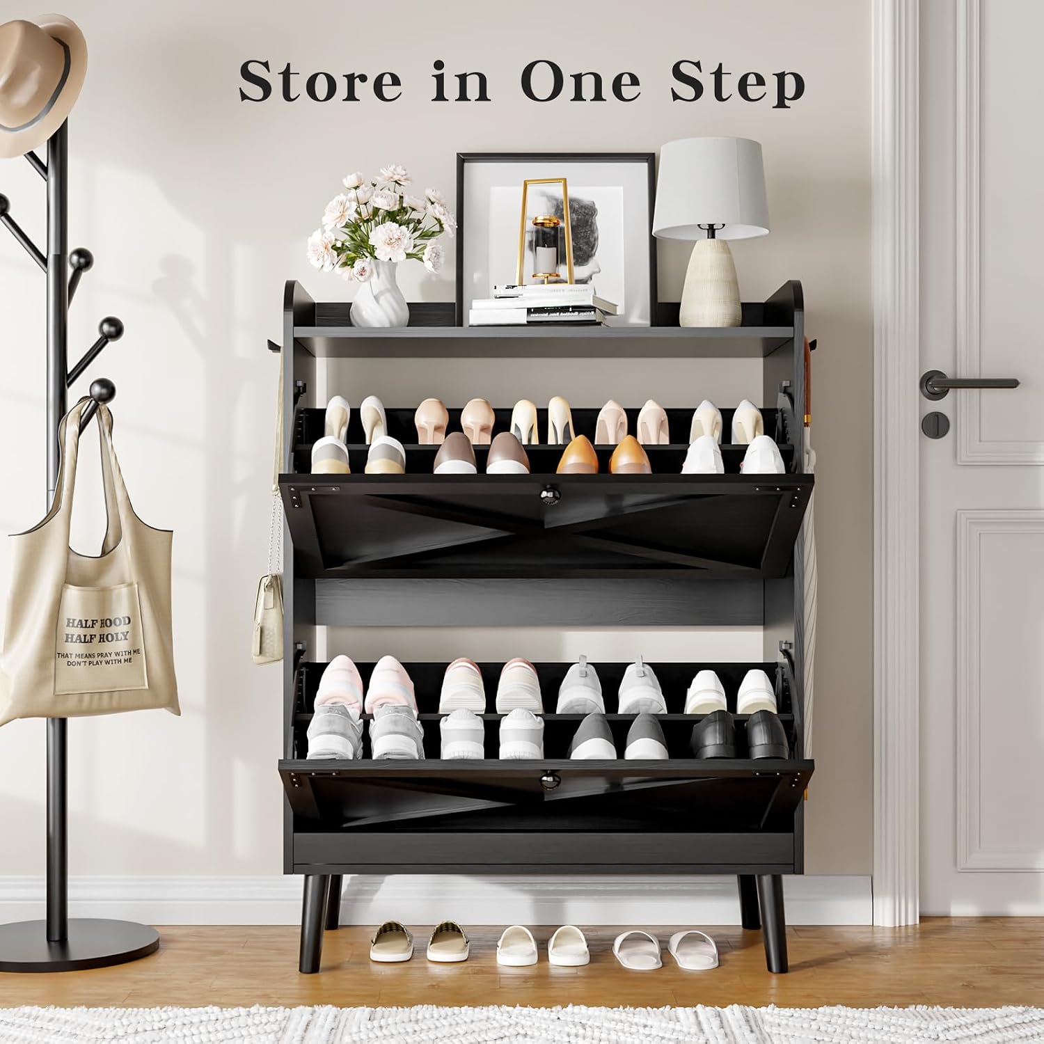Detalle 2 de Wanfuder Shoe Cabinet with 2 Flip Drawers